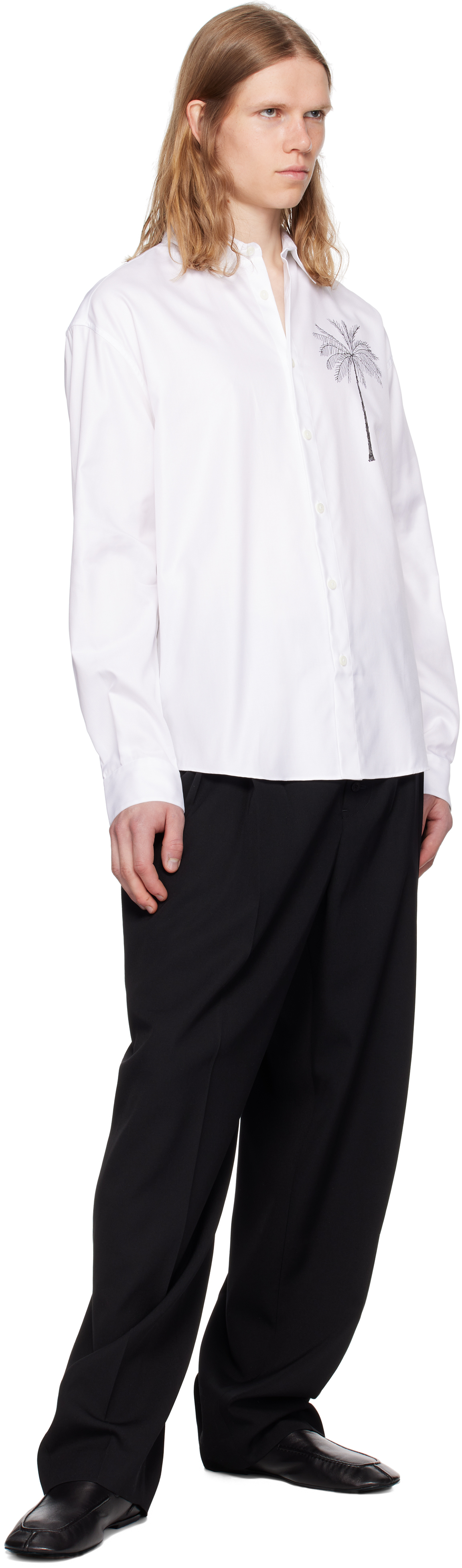 Jacquemus Simon Palm Tree Print Shirt In White