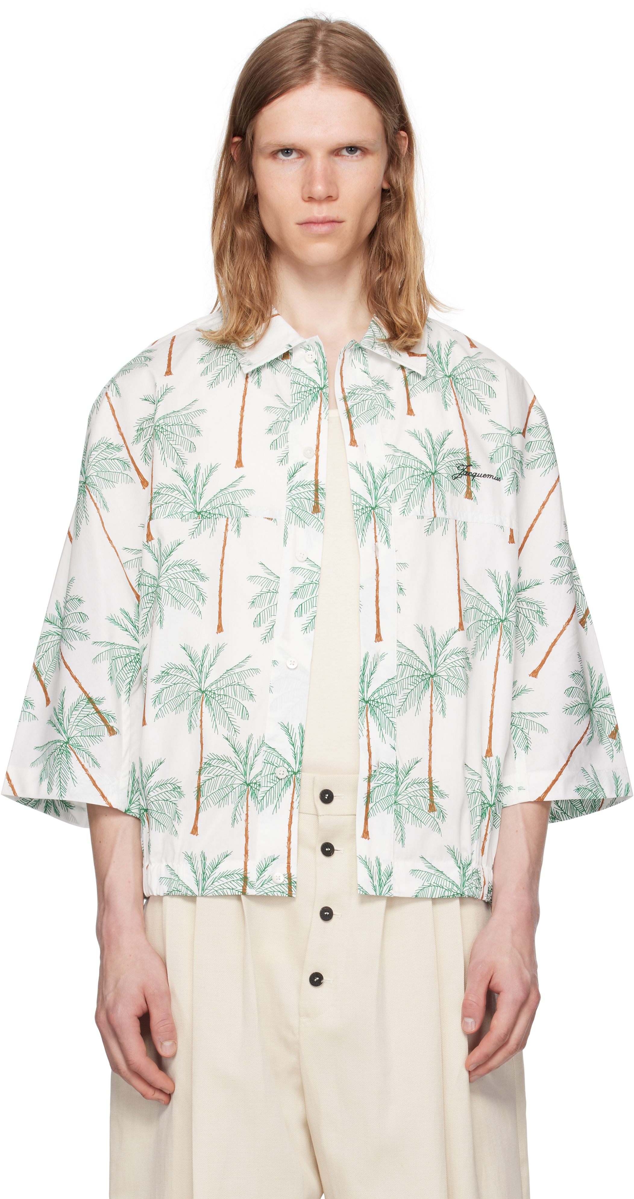 Jacquemus La Chemise Canevas Button-up Shirt In Green