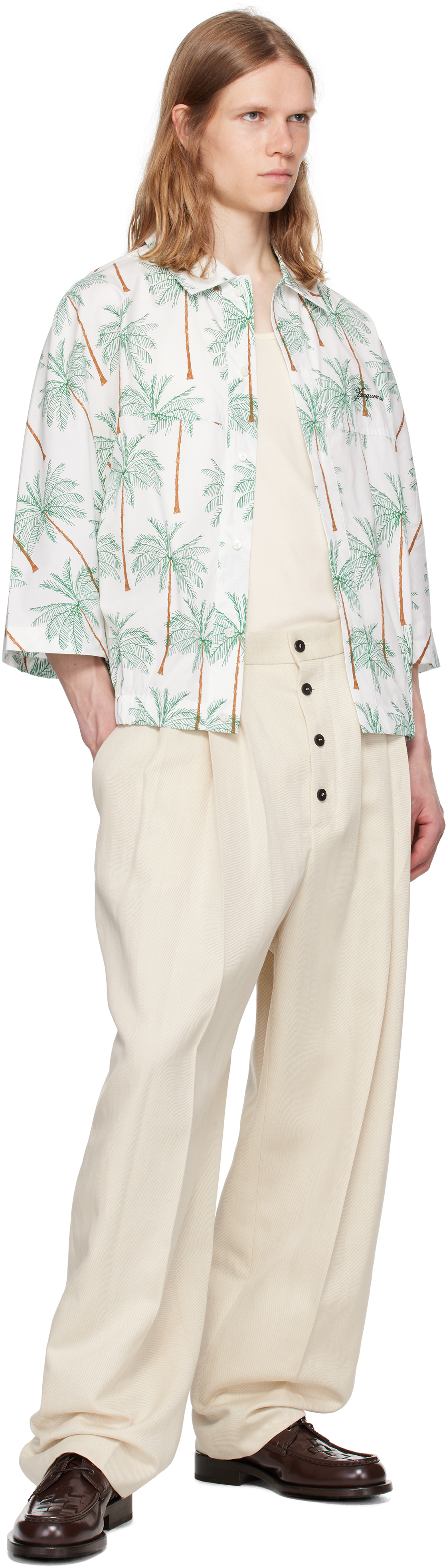 Jacquemus La Chemise Canevas Button-up Shirt In Green