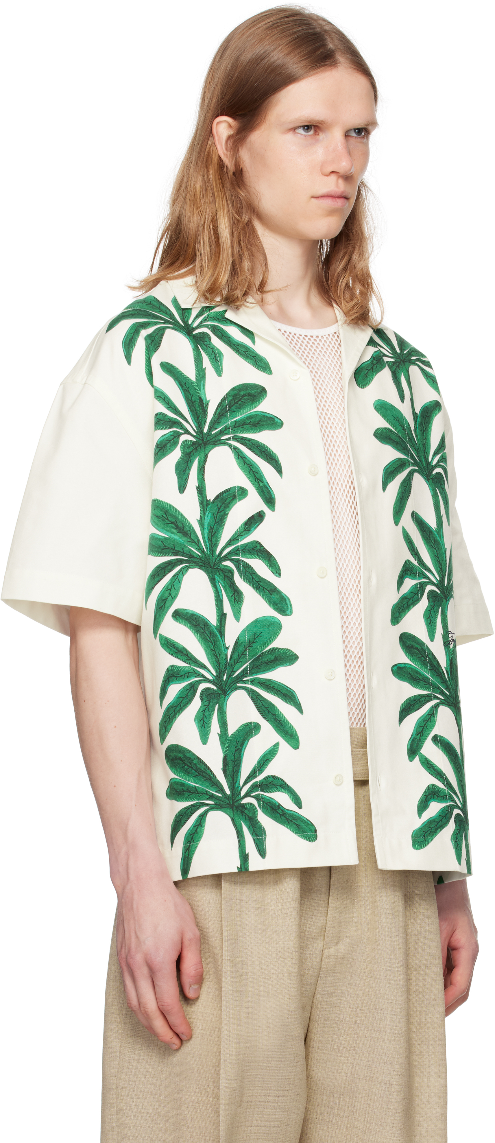 Jacquemus White & Green La Croisière 'the Jean' Shirt In Neutral