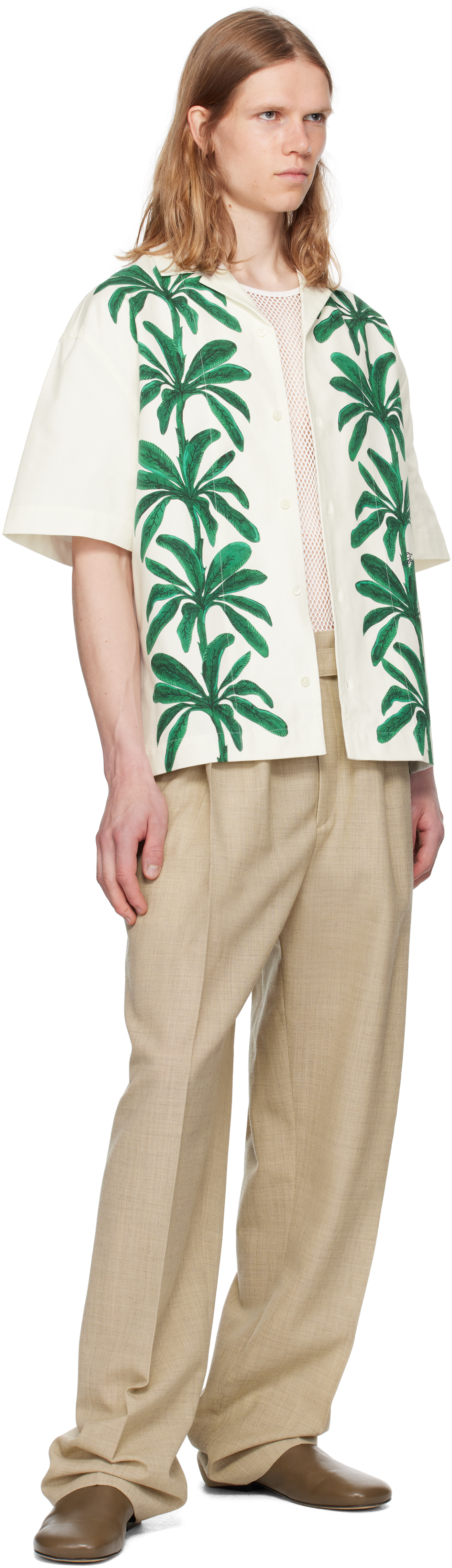 Jacquemus White & Green La Croisière 'the Jean' Shirt In Neutral