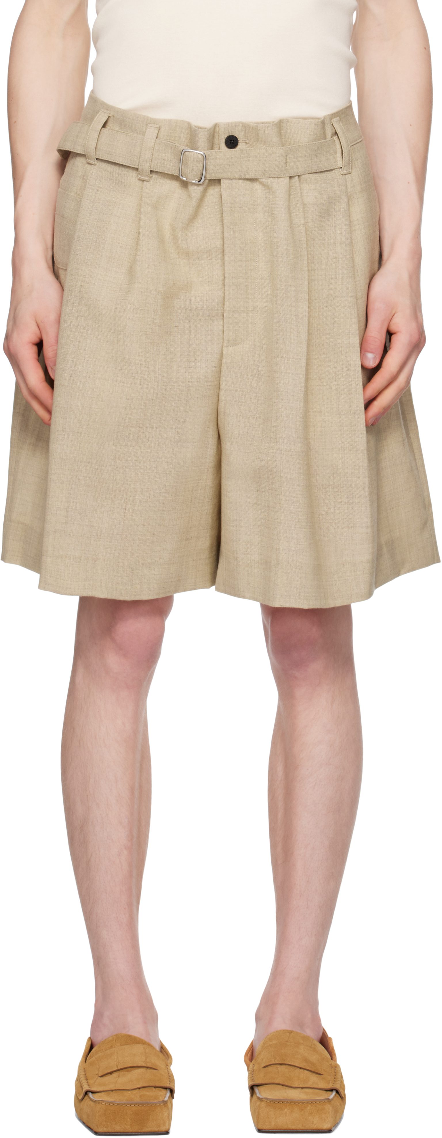 Jacquemus Pleated Shorts In Neutral