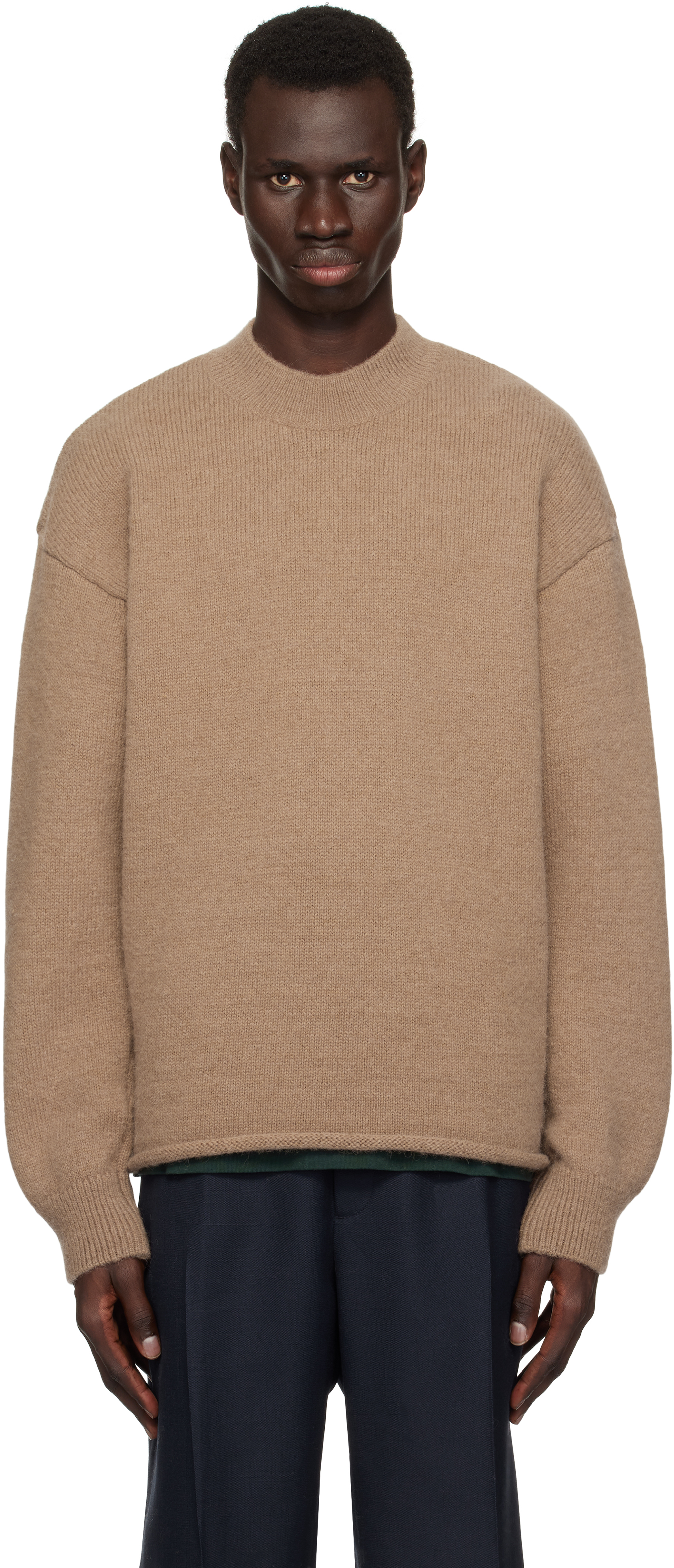 Jacquemus La Maille Logo-intarsia Sweater In 810 Light Brown