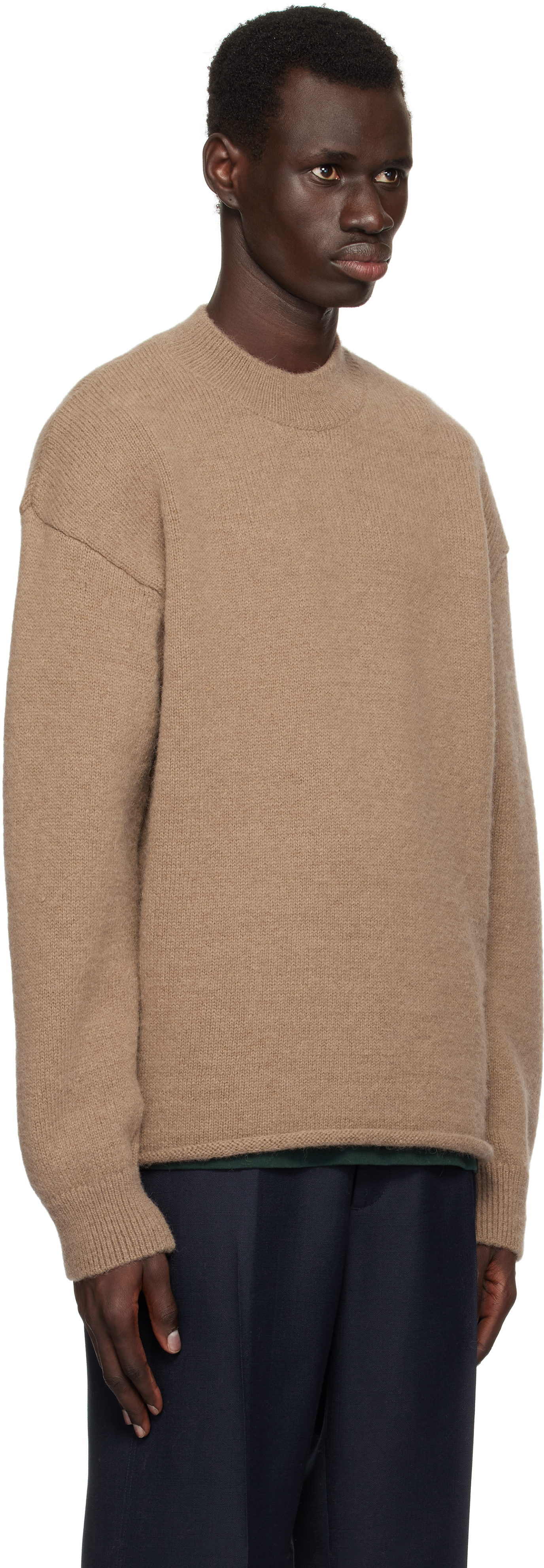 Jacquemus La Maille Logo-intarsia Sweater In 810 Light Brown