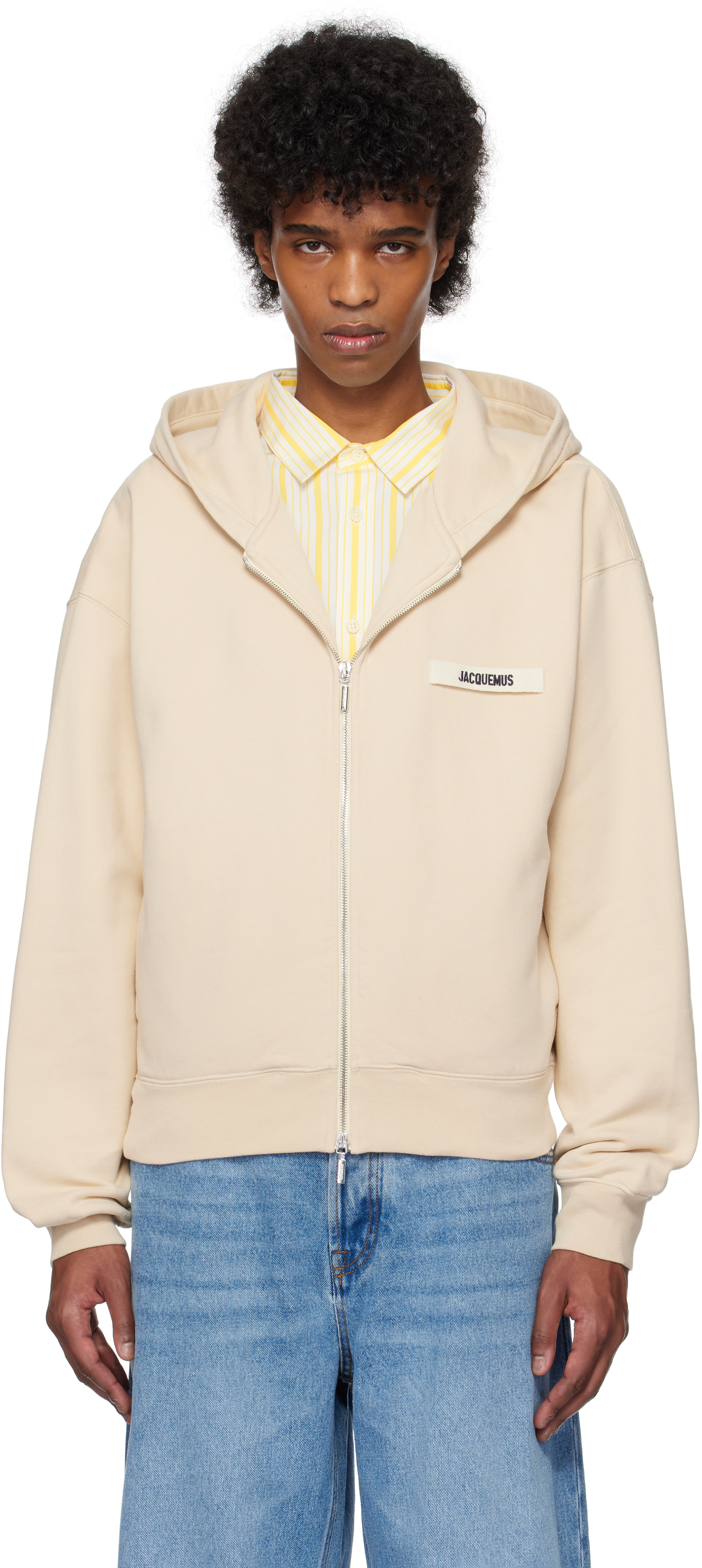 Beige La Casa 'The Gros Grain zipped' Hoodie by JACQUEMUS on
