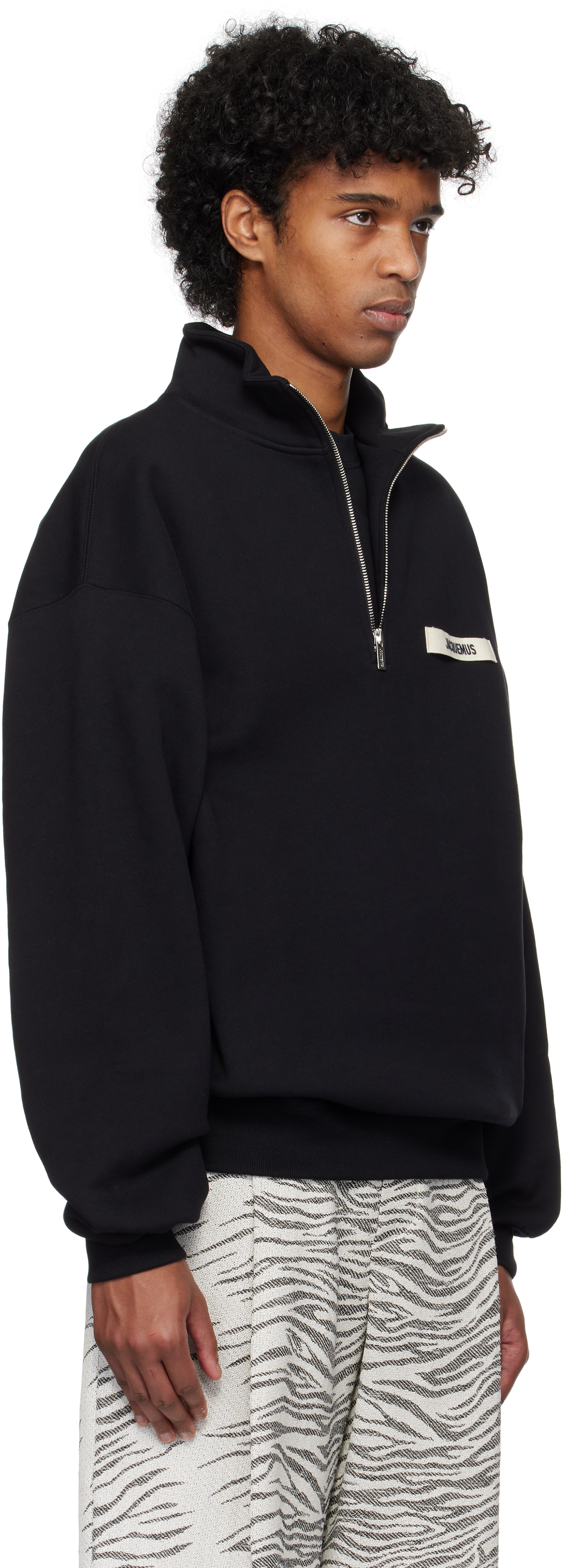 Jacquemus Mens High-neck Brand-patch Relaxed-fit Cotton-jersey Sweatshirt Black In 990 Black