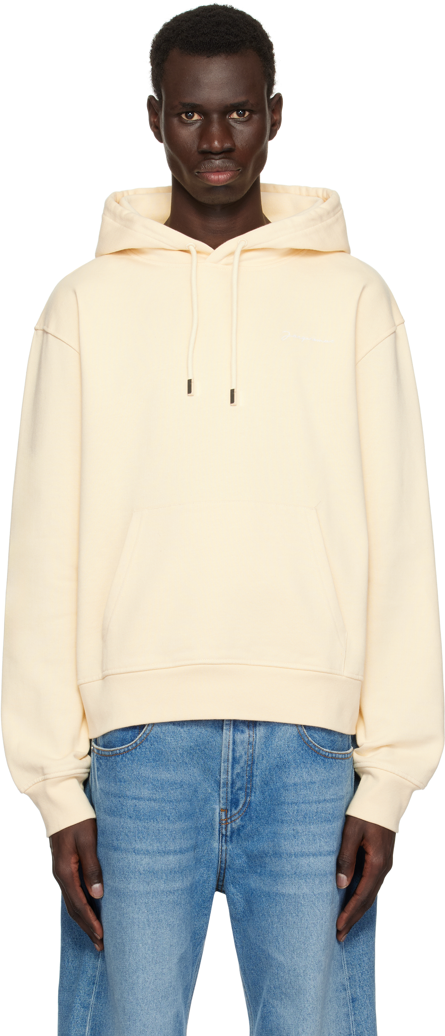 JACQUEMUS: Beige 'The embroidered sweatshirt' Hoodie | SSENSE