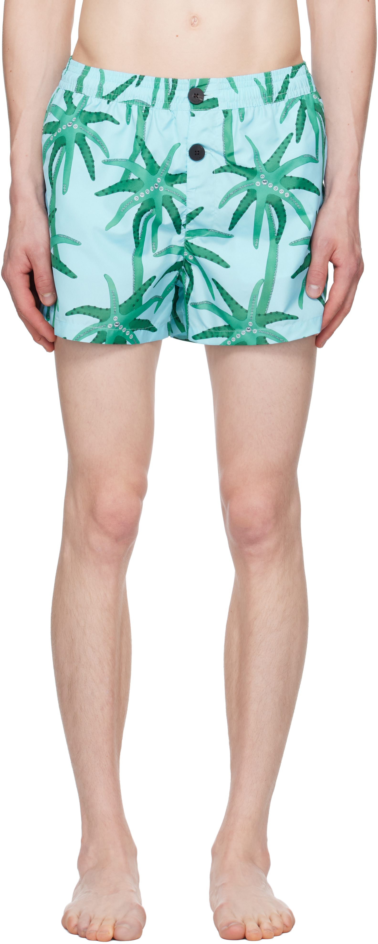 Jacquemus Le Maillot Puntini Light Blue Swimsuit With Elastic Waist And All-over Print In Tech Fabric Man