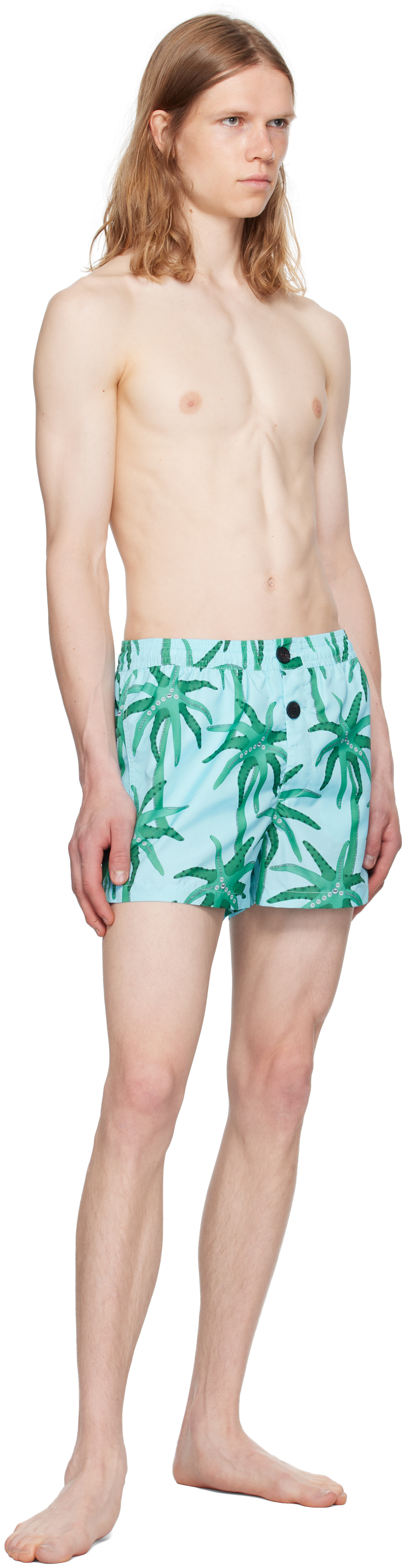 Jacquemus Le Maillot Puntini Light Blue Swimsuit With Elastic Waist And All-over Print In Tech Fabric Man
