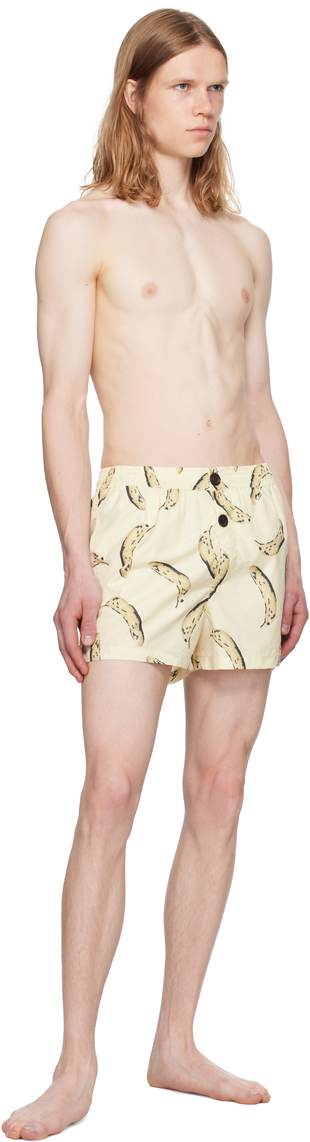 Jacquemus Le Maillot Puntini Yellow Swimsuit With Elastic Waist And All-over Print In Tech Fabric Man In White