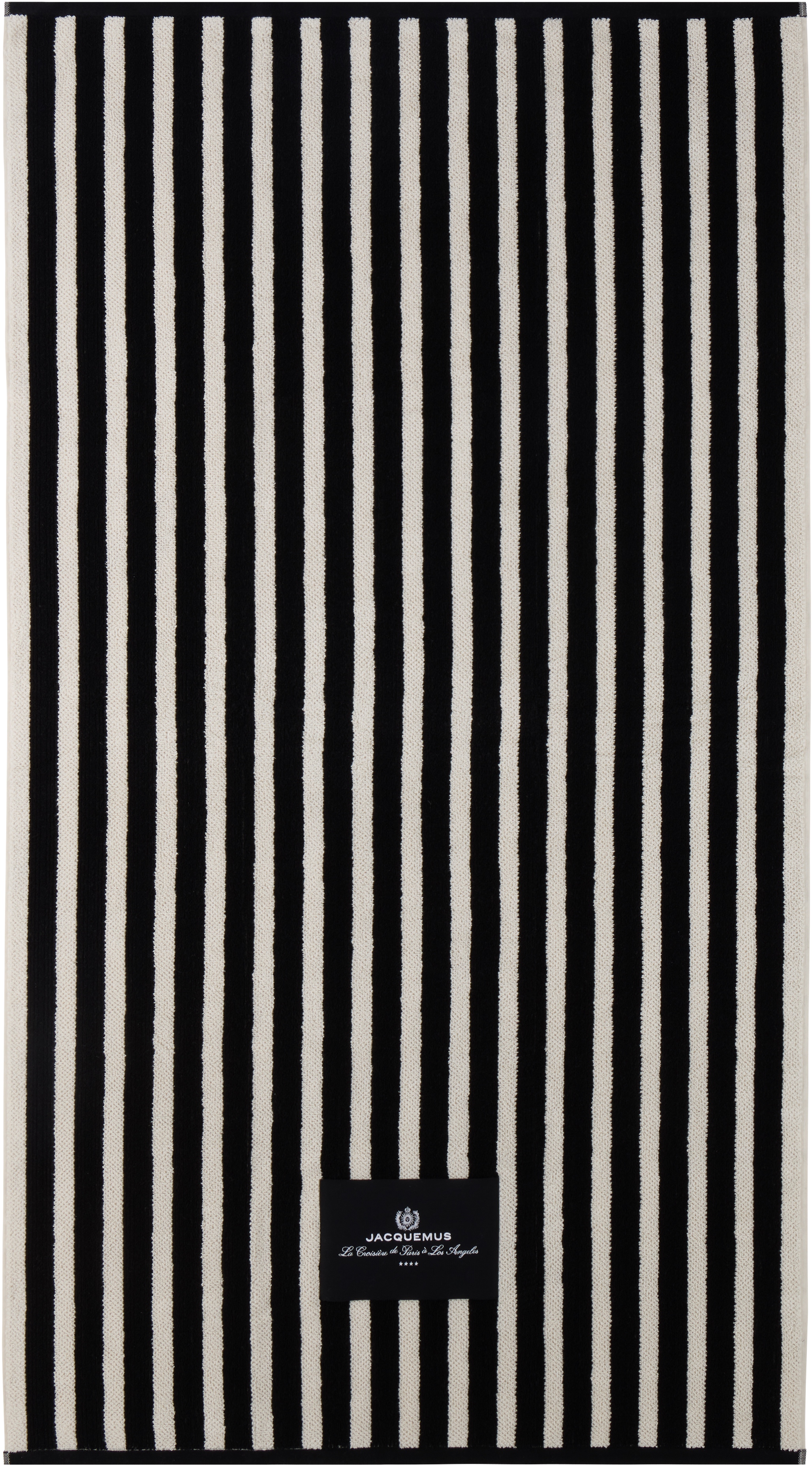 Jacquemus Beige & Black La Croisière 'the Rayures' Beach Towel In Black