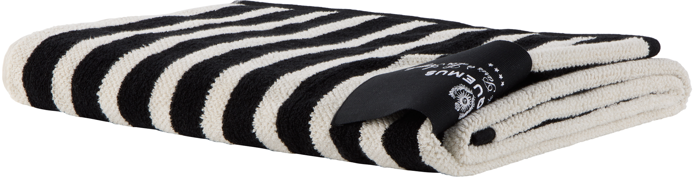 Jacquemus Beige & Black La Croisière 'the Rayures' Beach Towel In Black