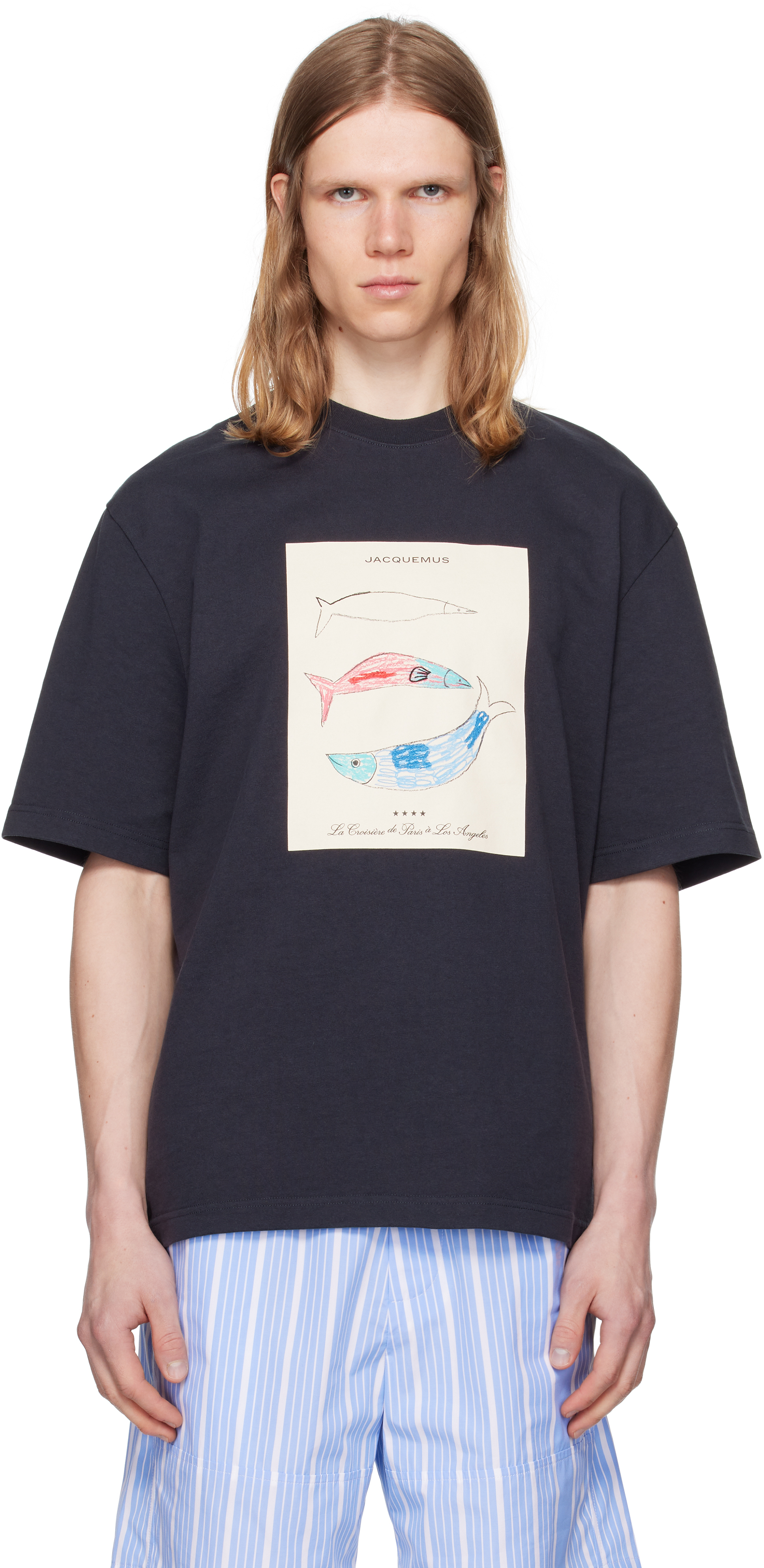 JACQUEMUS: Navy La Croisière 'The Marino' T-shirt | SSENSE