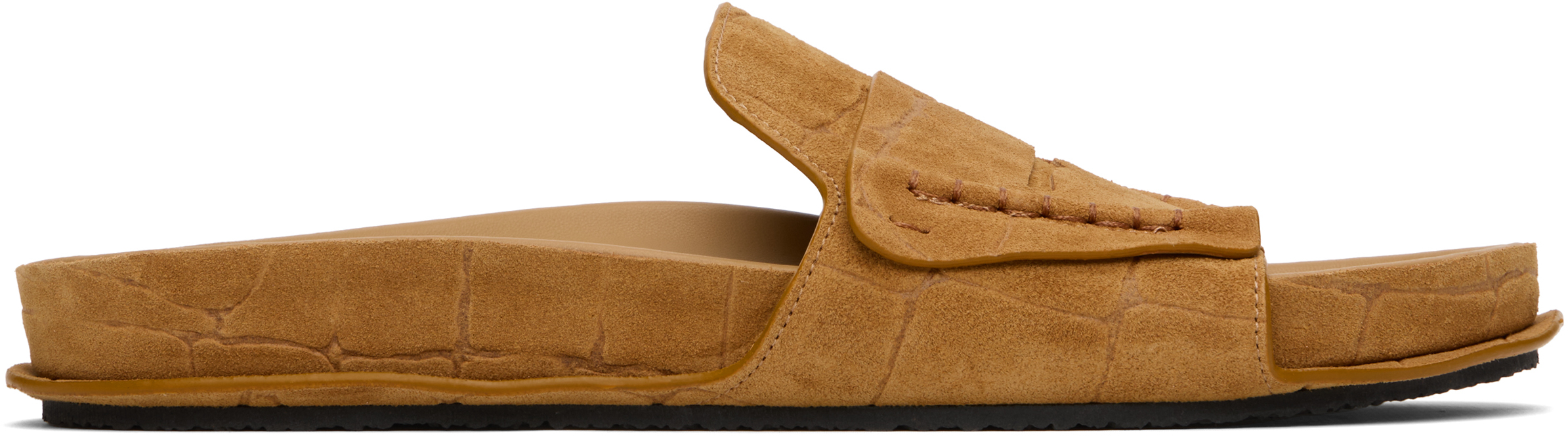 Tan Suede Loafer Sandals