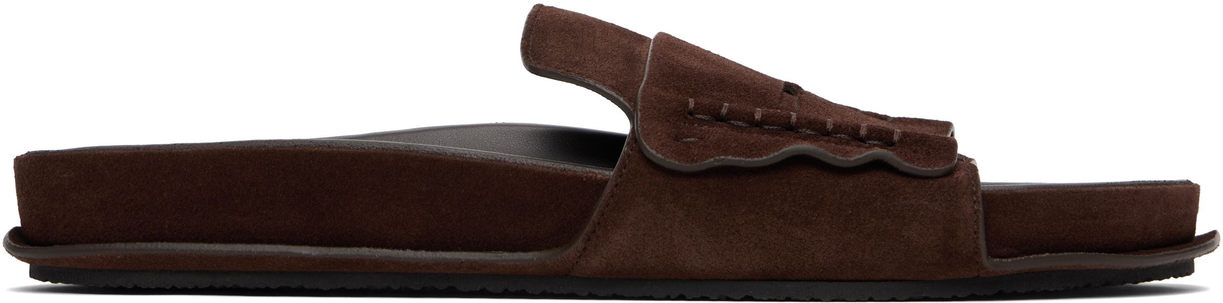 Brown Suede Loafer Sandals