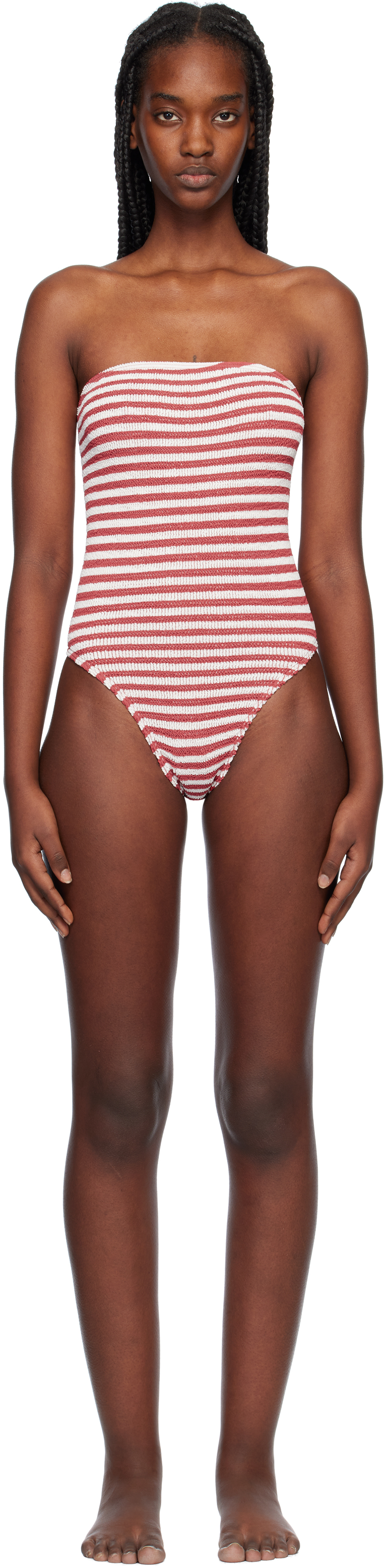 Red 
White Fane Swimsuit