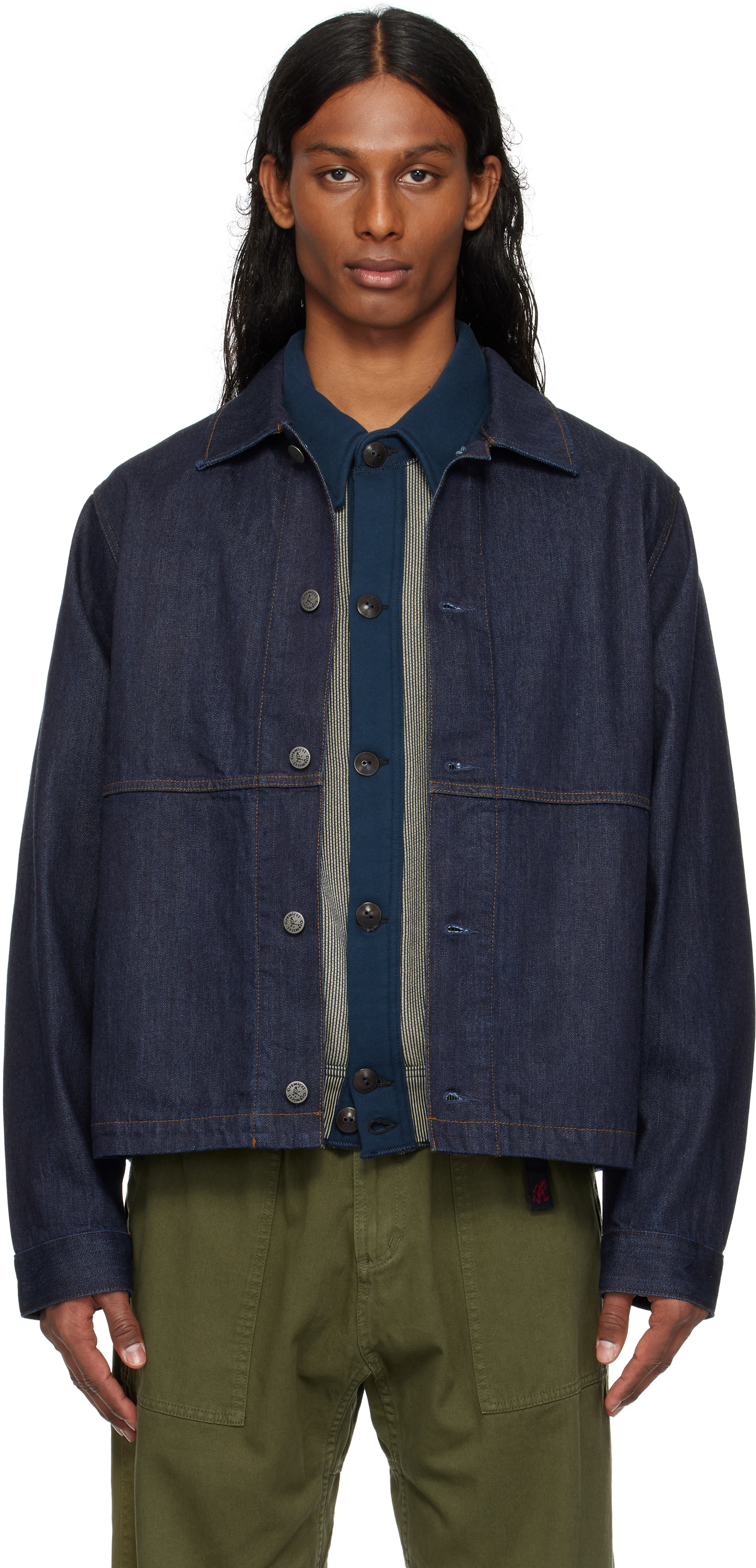 Navy Japanese Denim Jacket by Gramicci on Sale