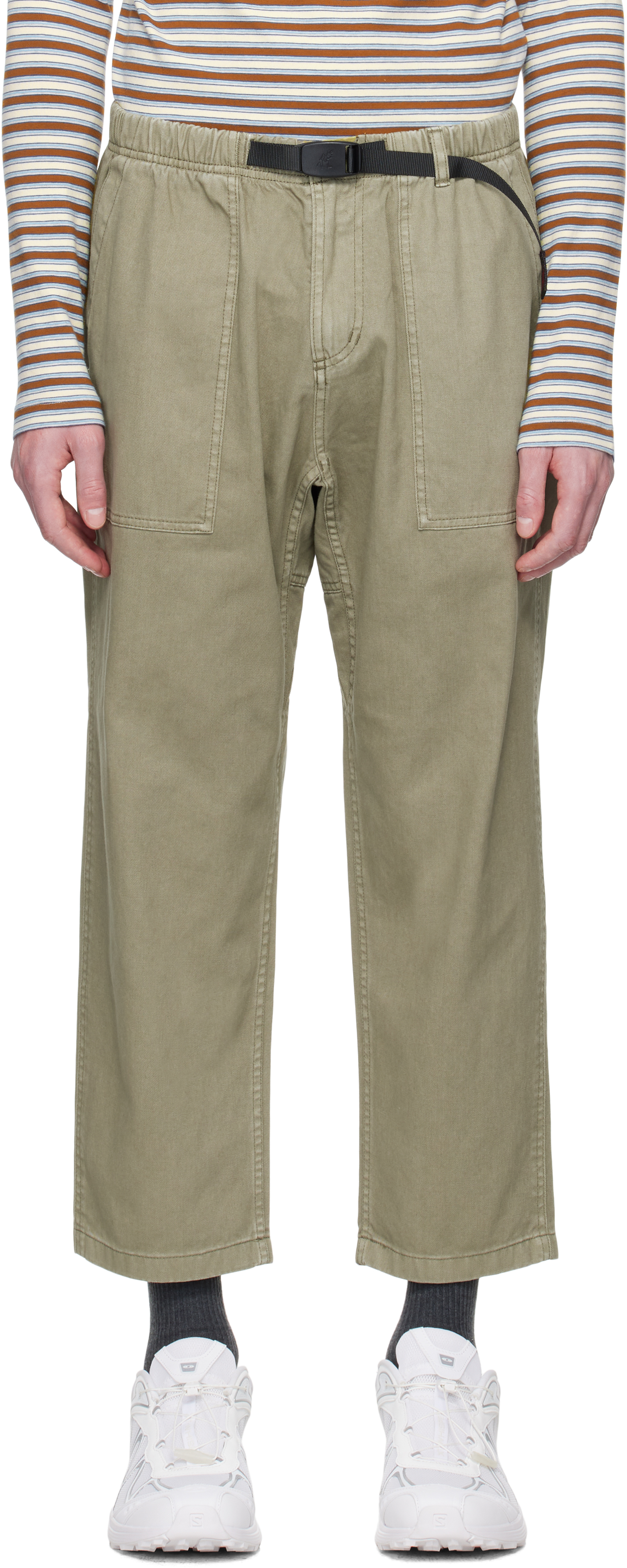 Gramicci Green Loose Tapered Trousers In Herb Pigment