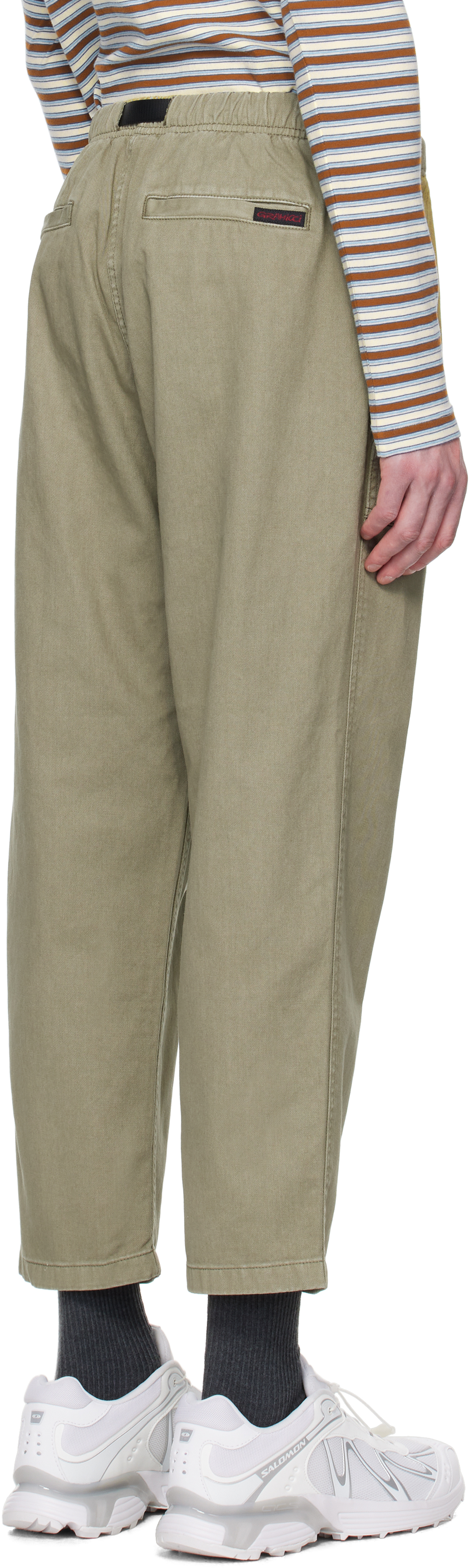 Gramicci Green Loose Tapered Trousers In Herb Pigment