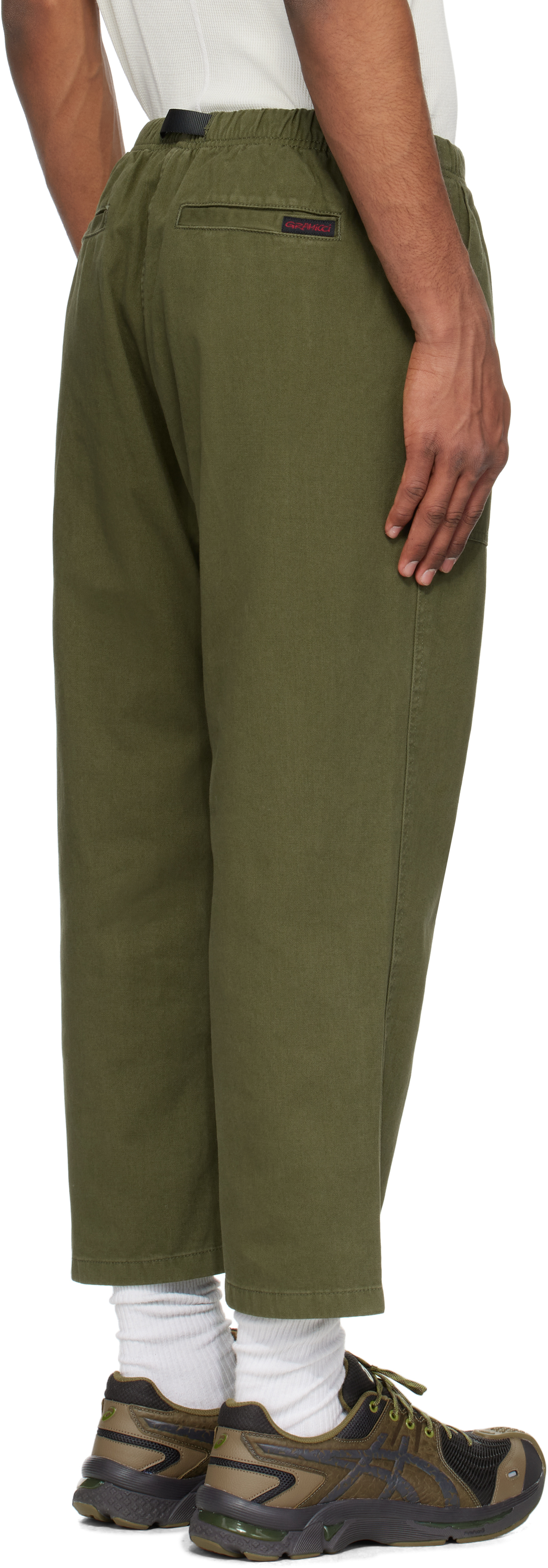 Gramicci Khaki Loose Tapered Trousers In Olive