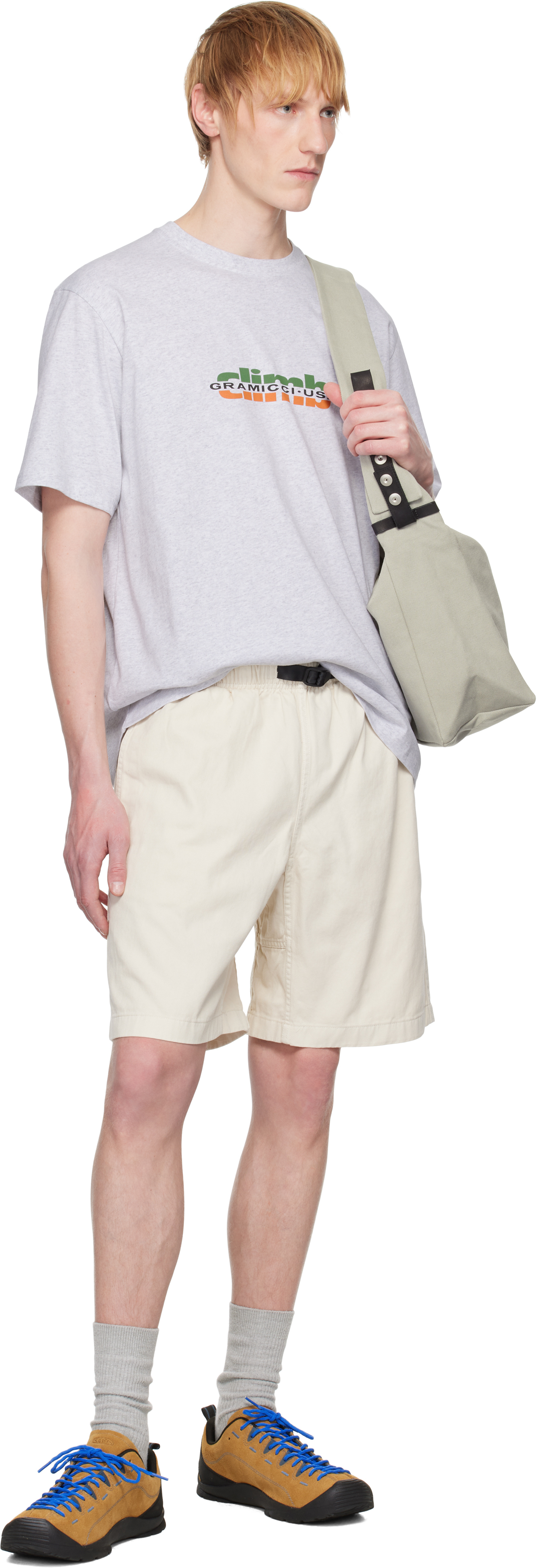 Gramicci Dove Grey Cotton Ridge Bermuda Shorts In Greige