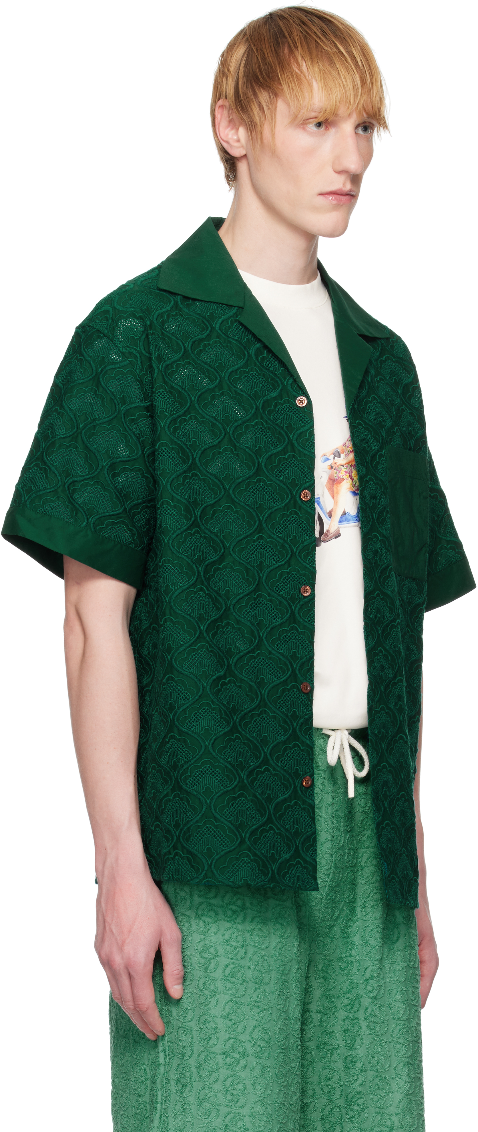 Drôle De Monsieur Green 'la Chemise Brodée Tapisserie' Shirt In Dark Green