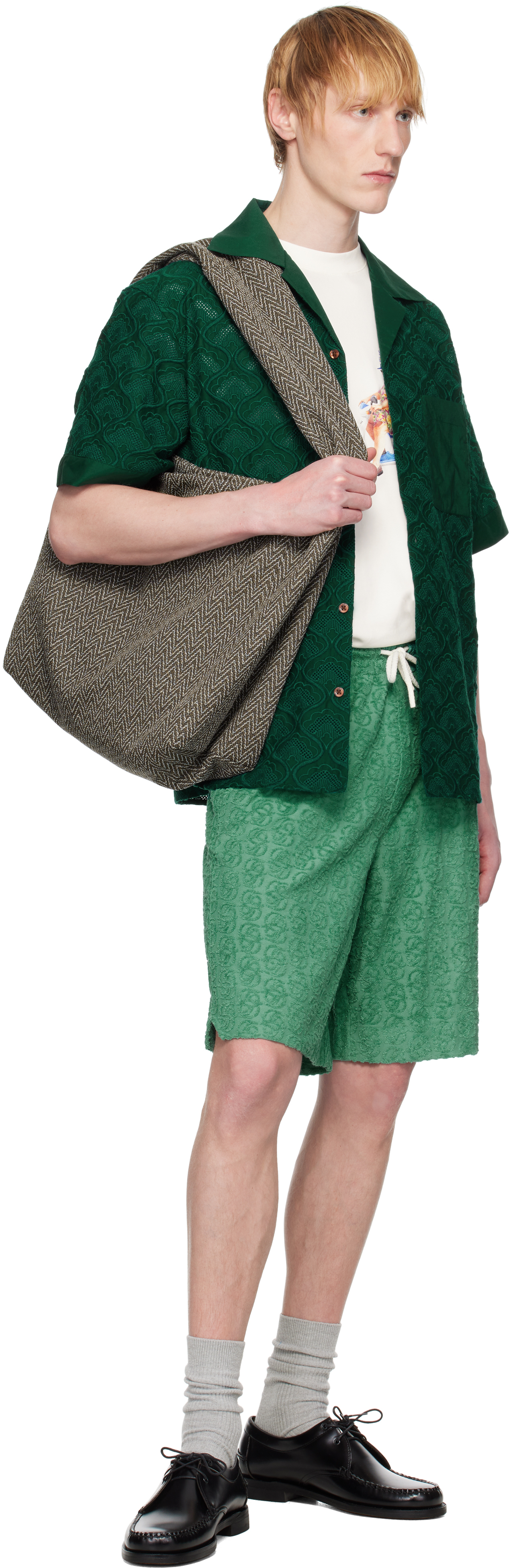 Drôle De Monsieur Green 'la Chemise Brodée Tapisserie' Shirt In Dark Green