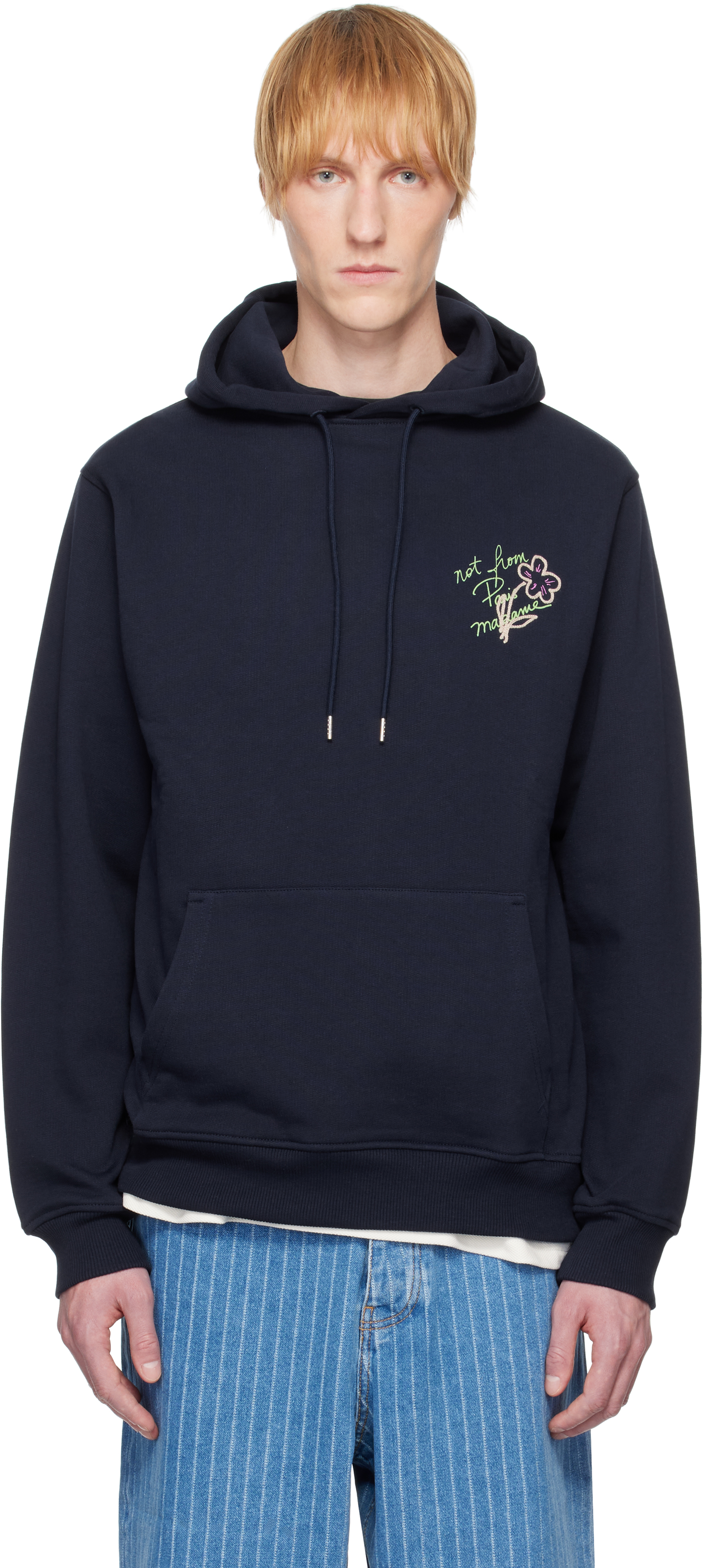 Navy 'Le Hoodie Slogan Esquisse' Hoodie
