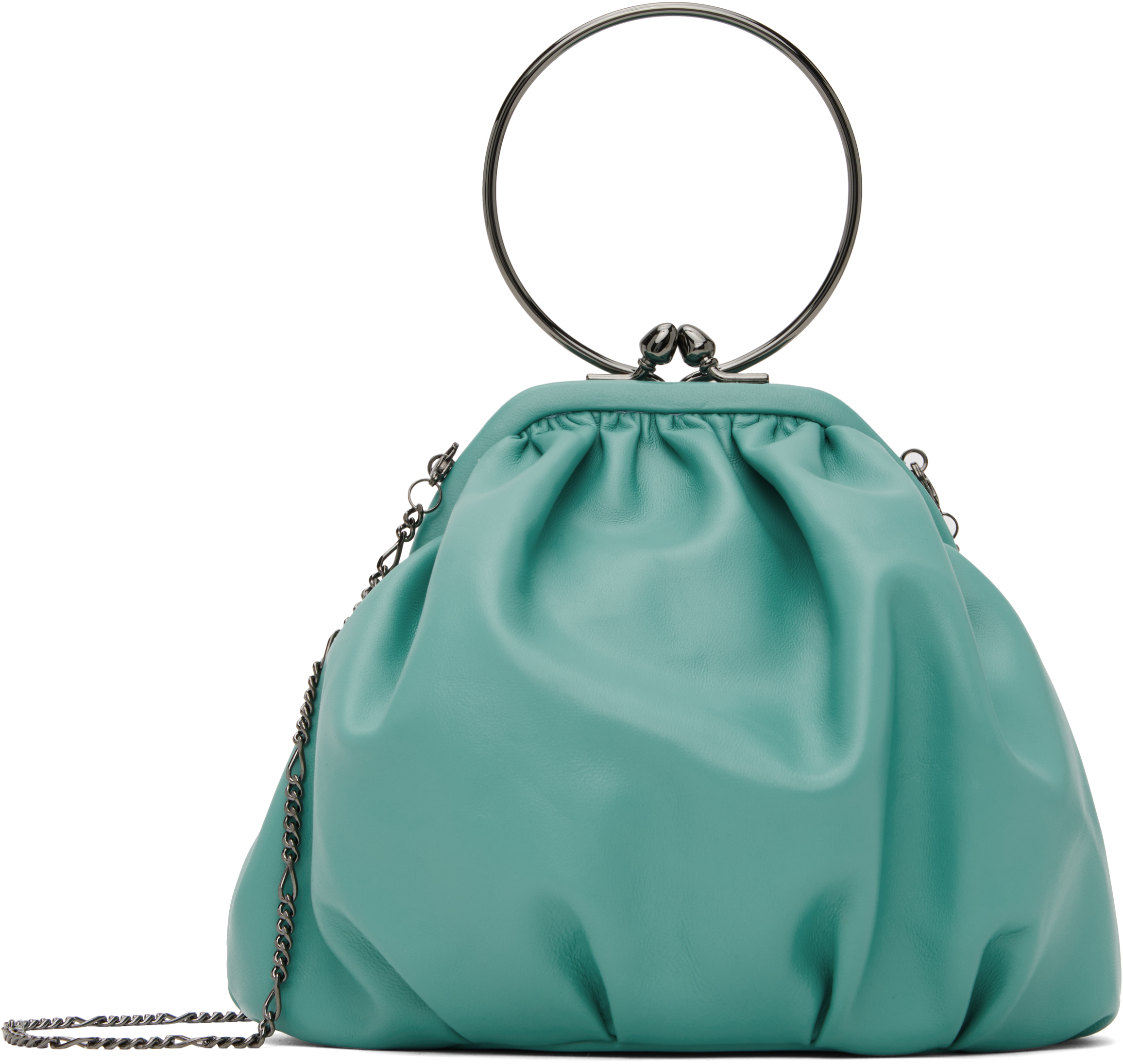 YOHJI YAMAMOTO: Blue Clasp Drape Bag | SSENSE