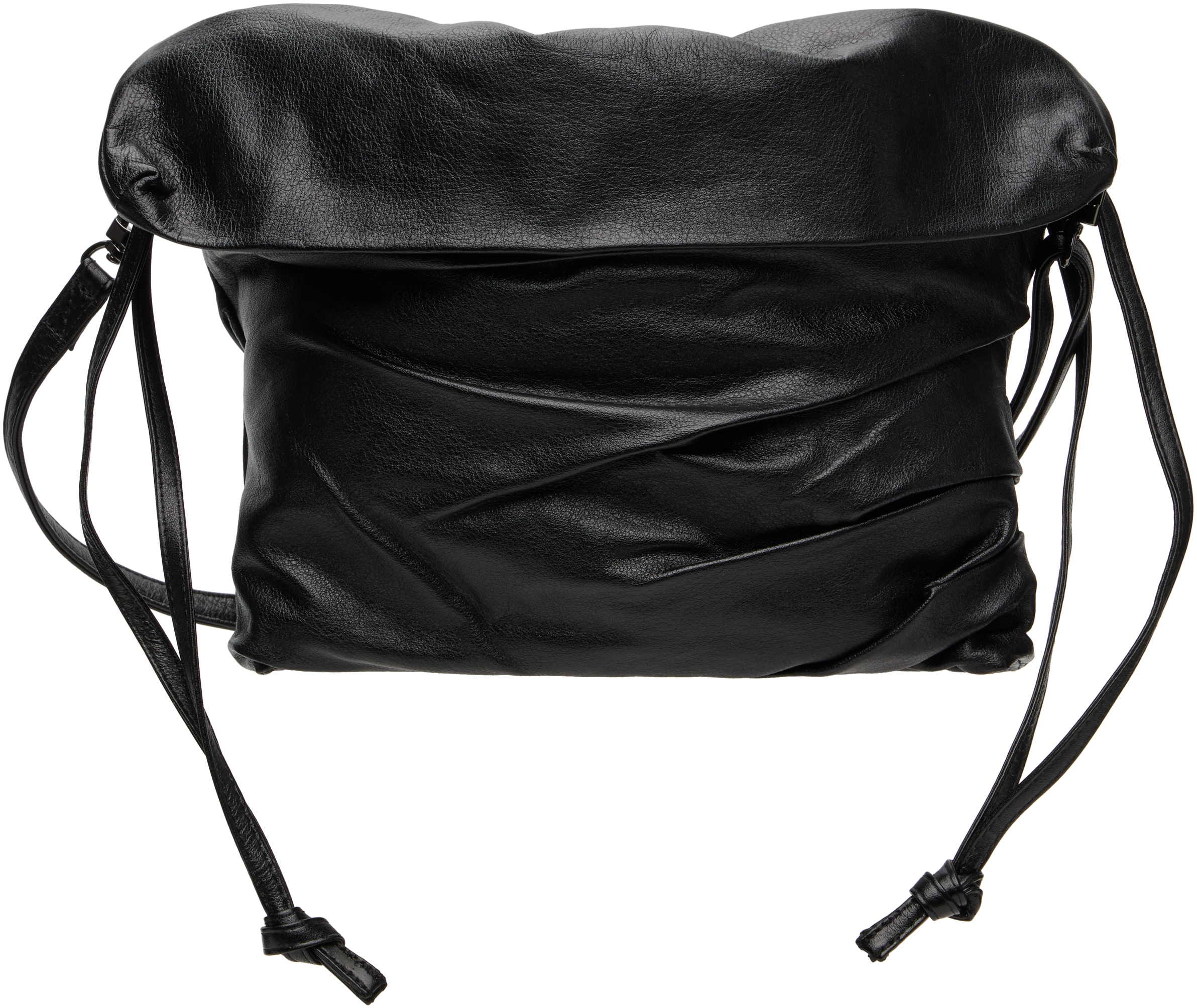 Yohji Yamamoto ブラック ドレープ ショルダーバッグ In Black