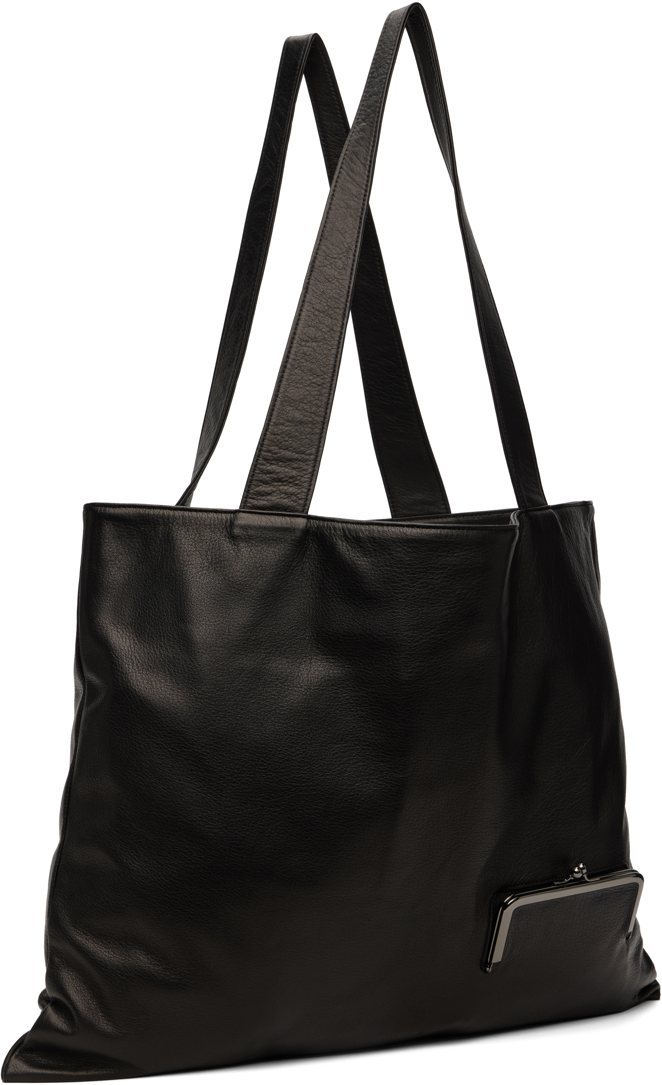 Yohji Yamamoto Black Coin Purse Tote In Black