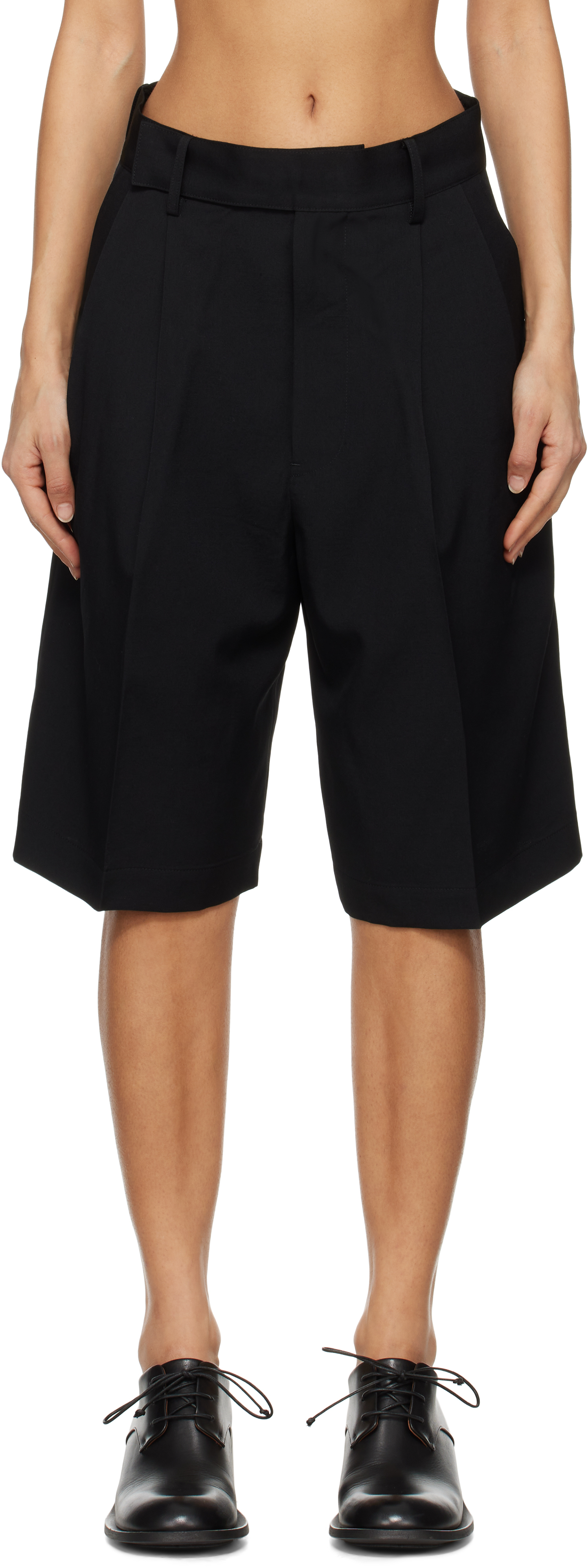 Black Tucked Shorts