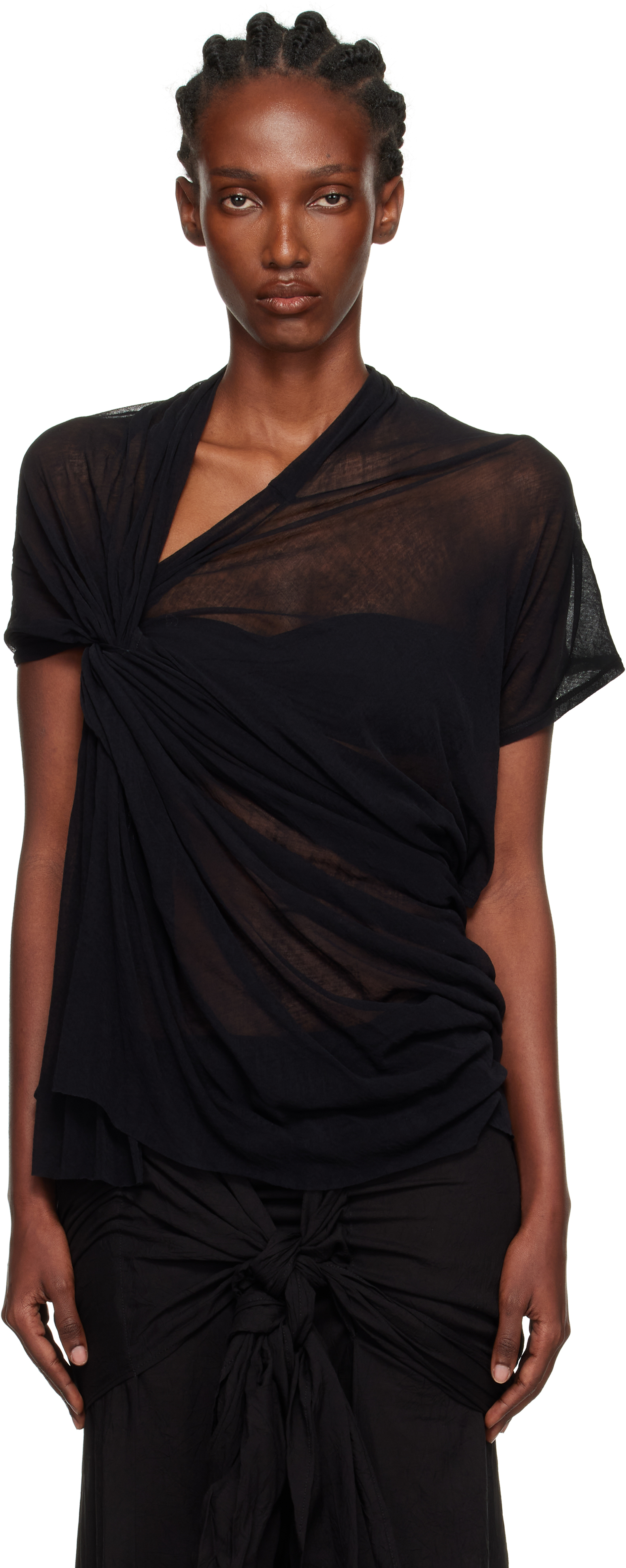 Black Twist Detail Top by YOHJI YAMAMOTO on Sale