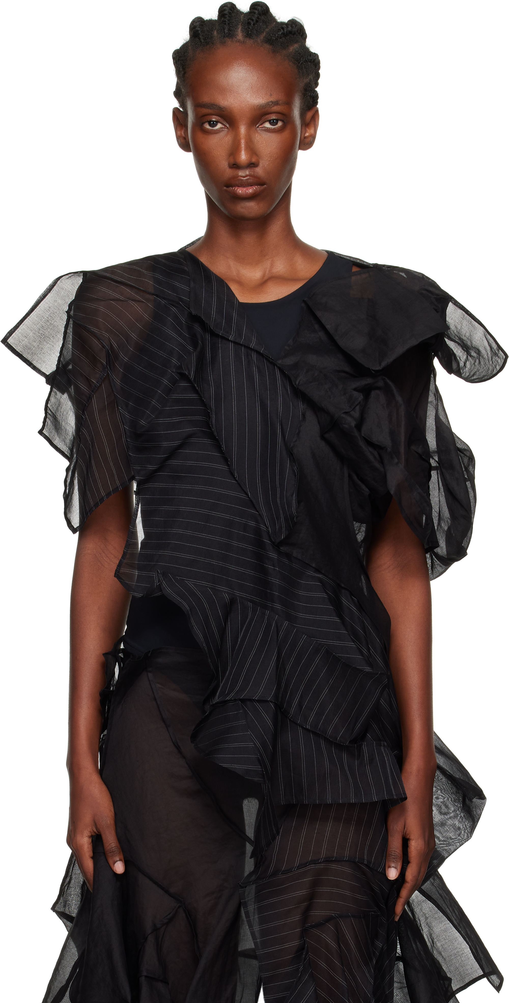 Yohji Yamamoto Black Asm Darts 3d Blouse In Black
