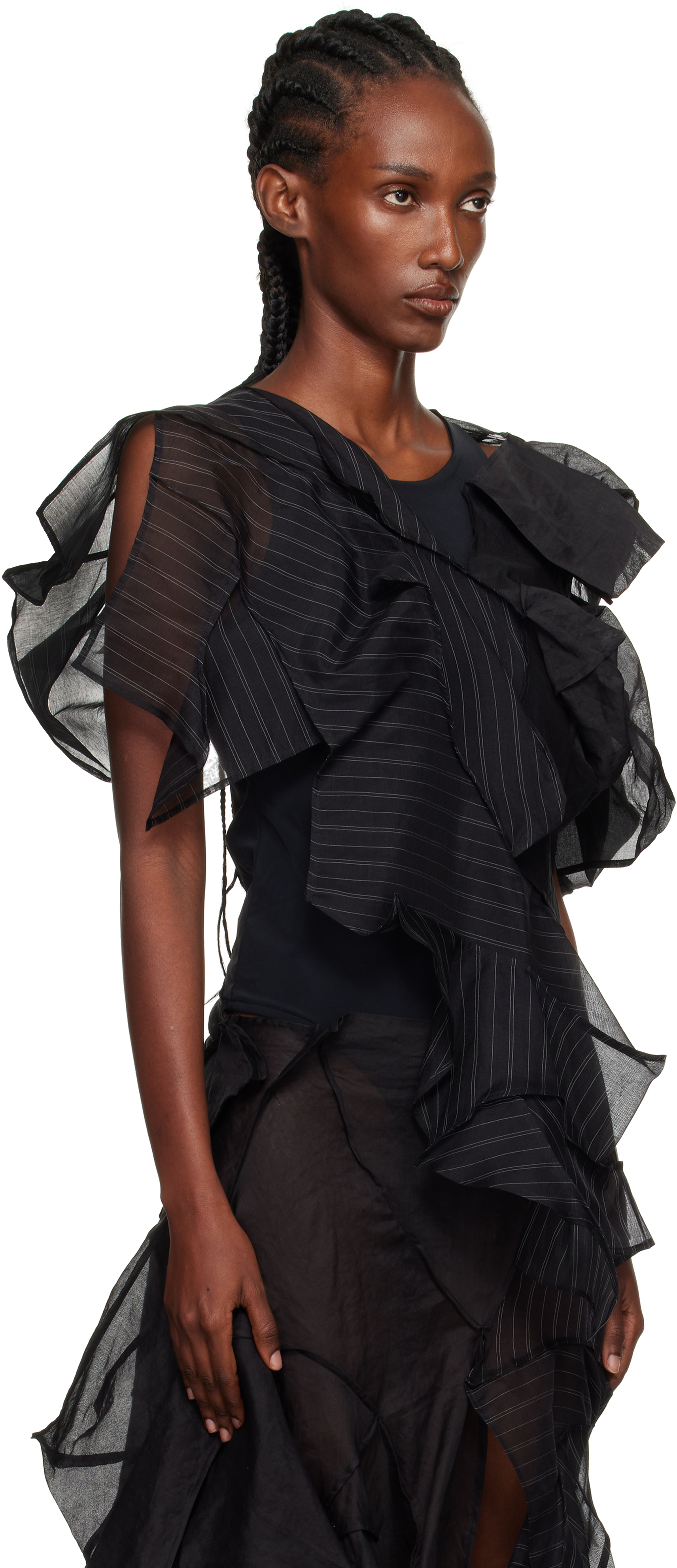Yohji Yamamoto Black Asm Darts 3d Blouse In Black