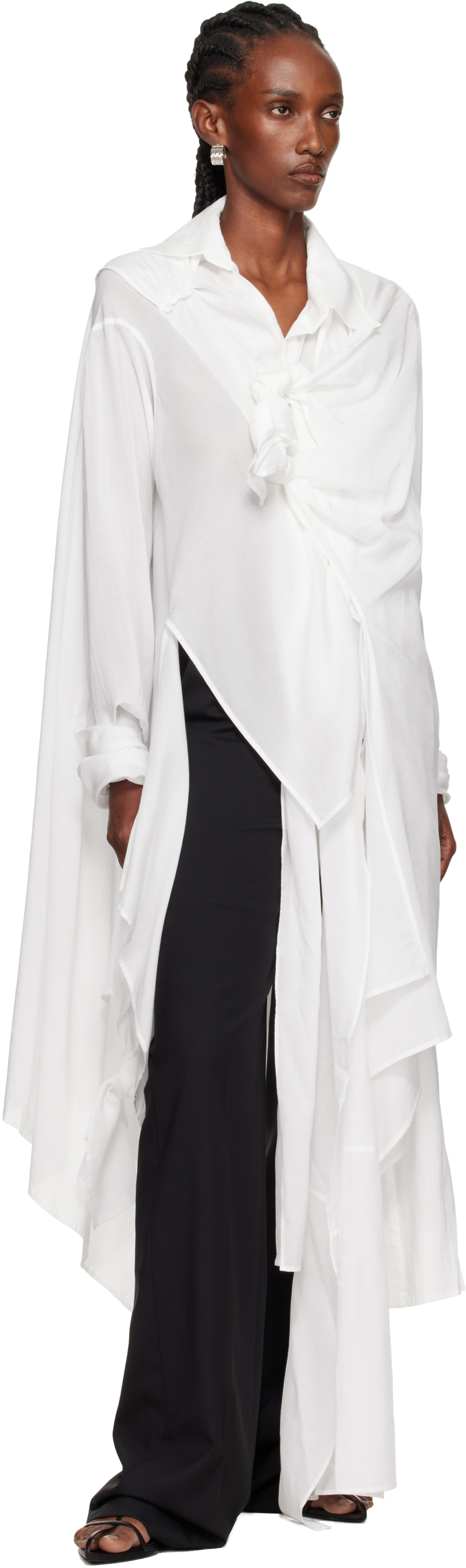 Yohji Yamamoto White Draped Blouse In White