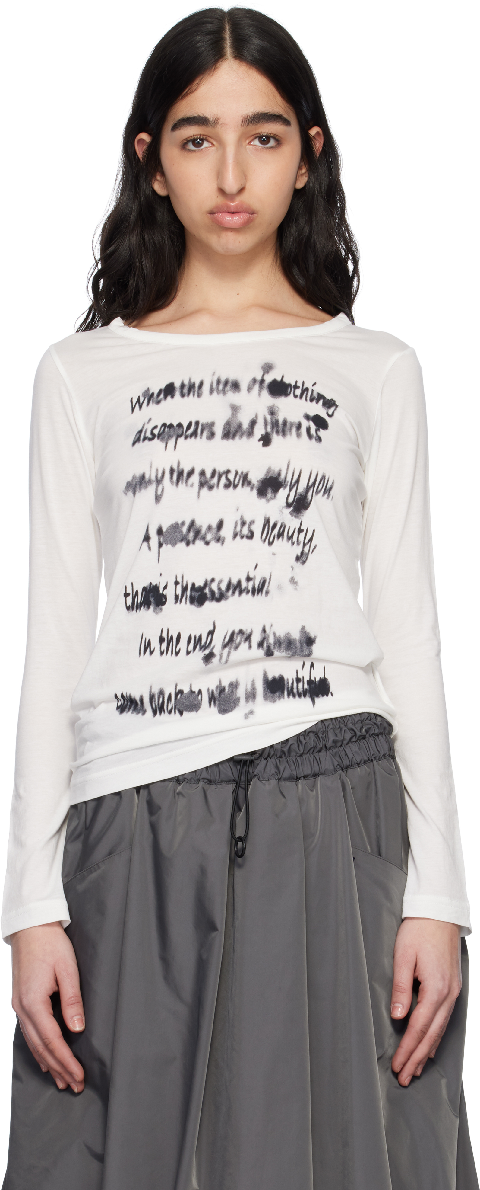 YOHJI YAMAMOTO: White High Gauge Airy Jersey PT Long Sleeve