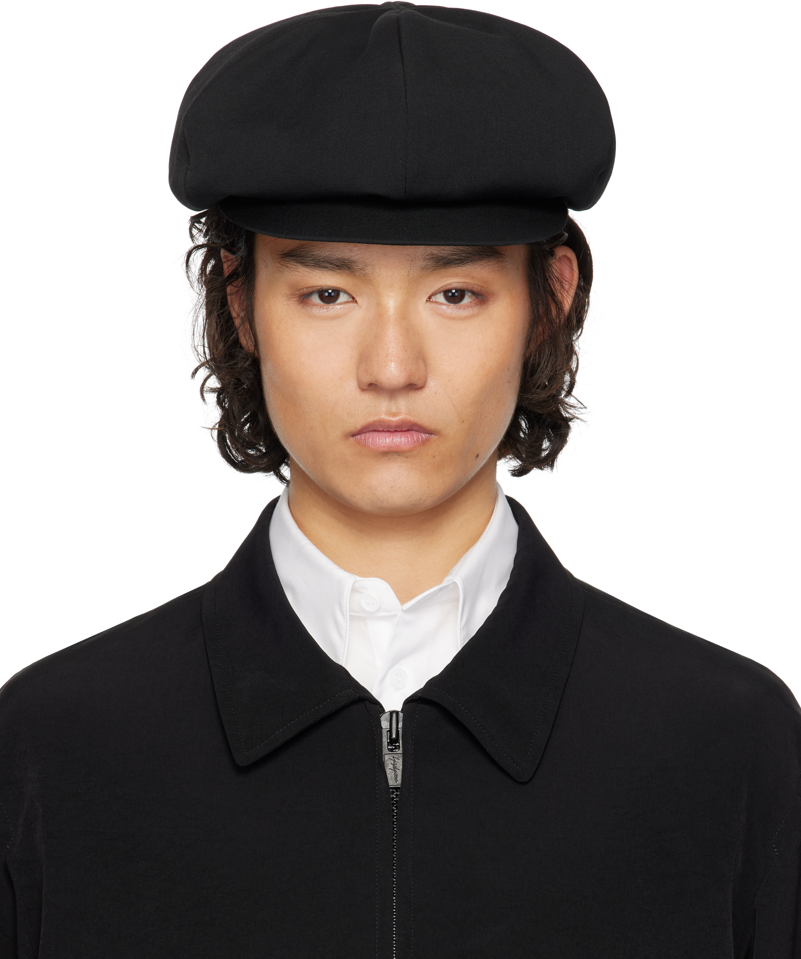 帽子 Yohji Yamamoto POUR HOMME GABARDINE HAT Black Wool Gabardine Cap by YOHJI YAMAMOTO on Sale