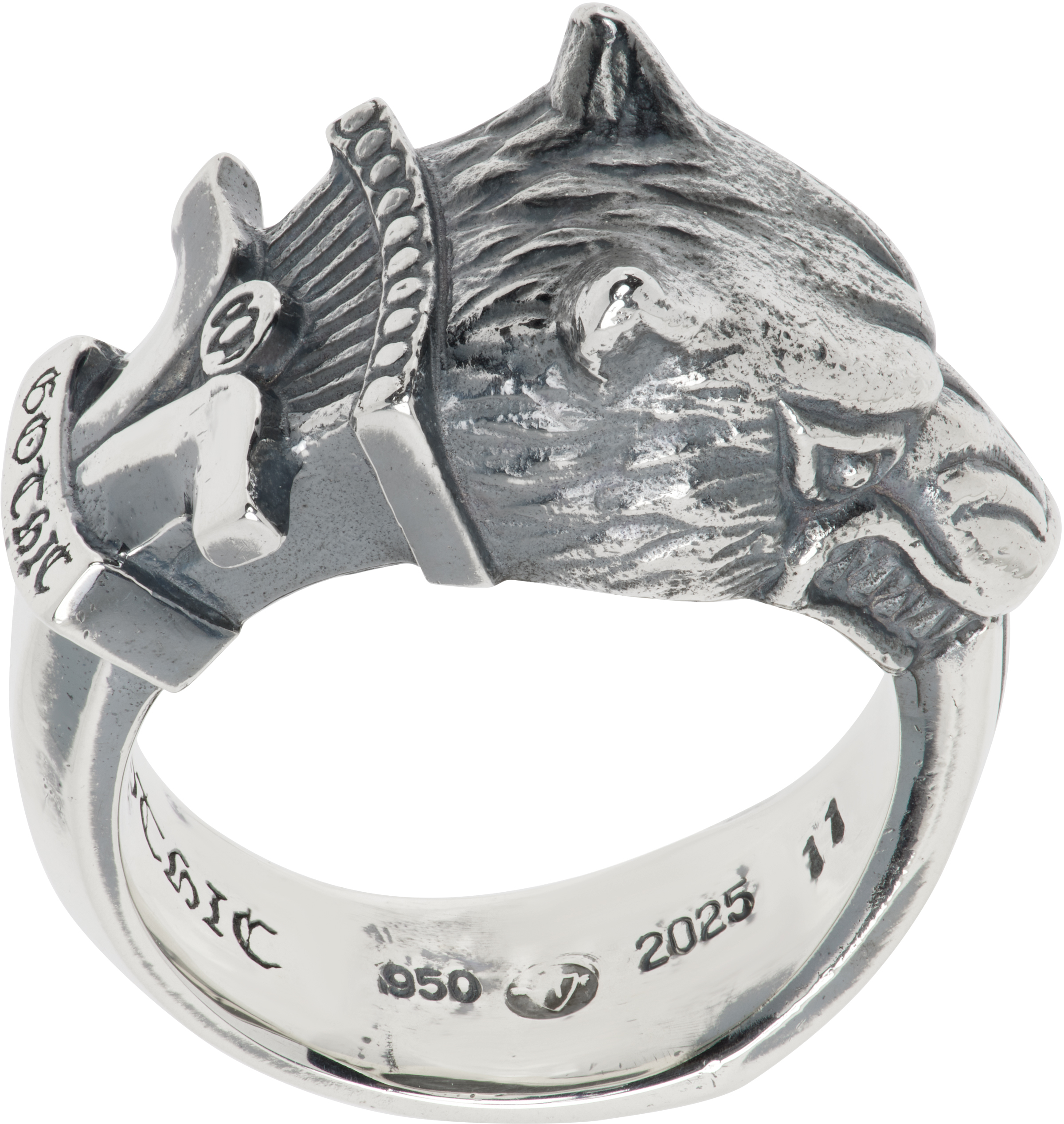 Silver Wolf Dagger Ring