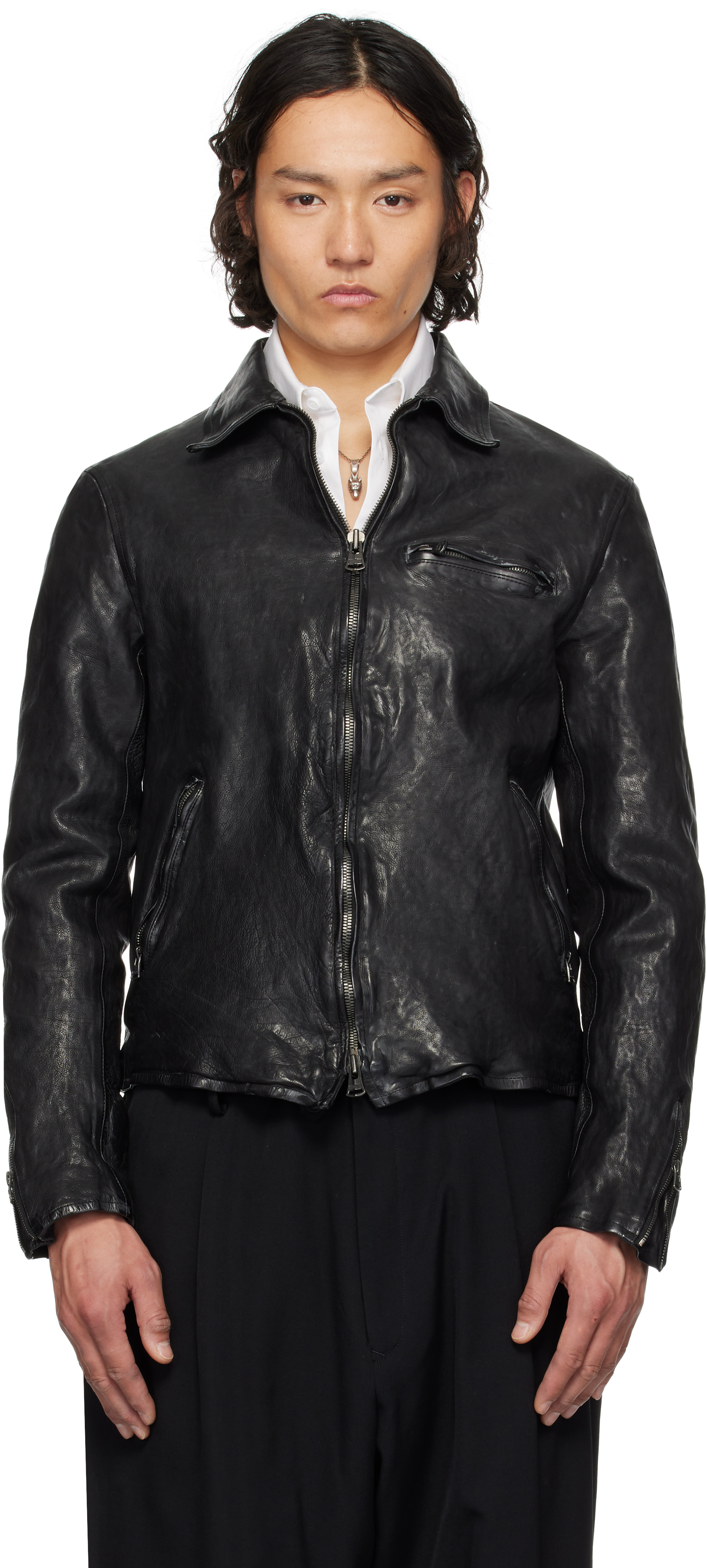 Shop Yohji Yamamoto Black Backlash Edition Calf Single Riders Leather Jacket In 1 Black