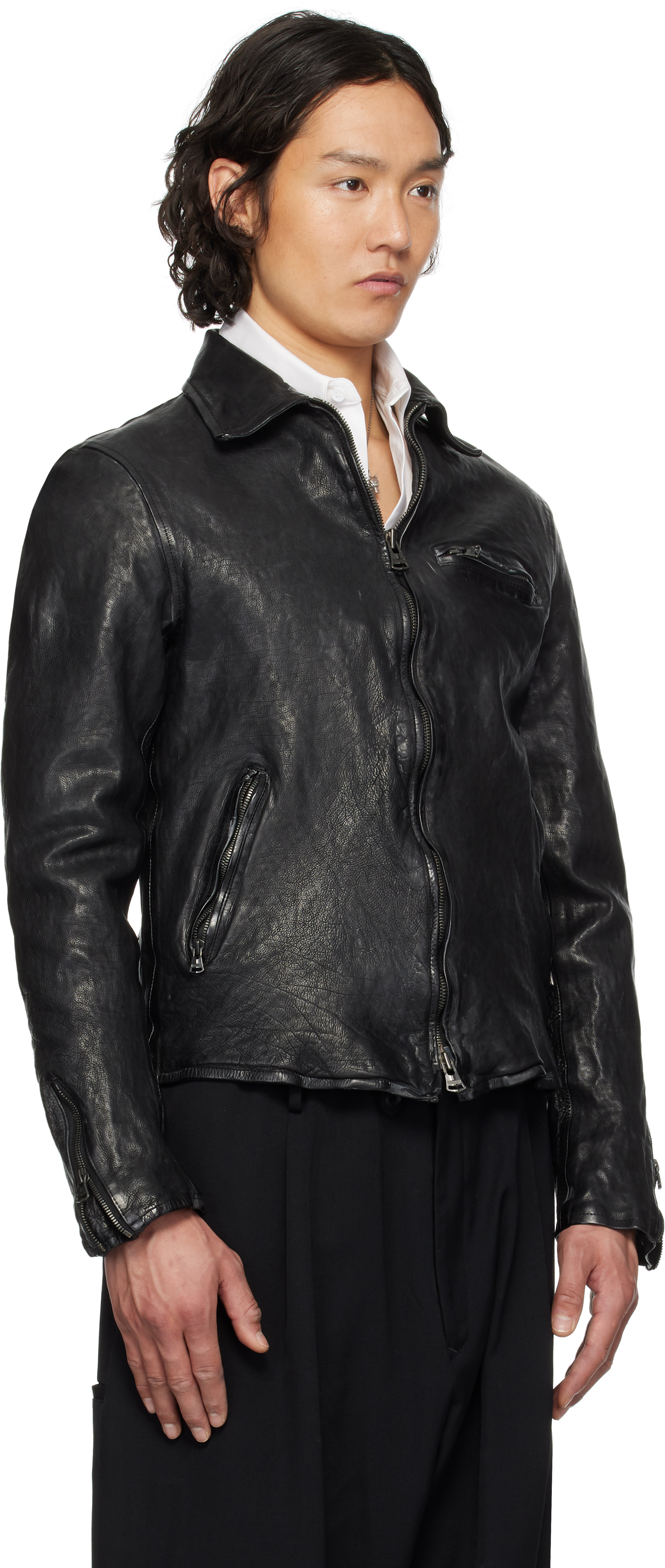 Shop Yohji Yamamoto Black Backlash Edition Calf Single Riders Leather Jacket In 1 Black