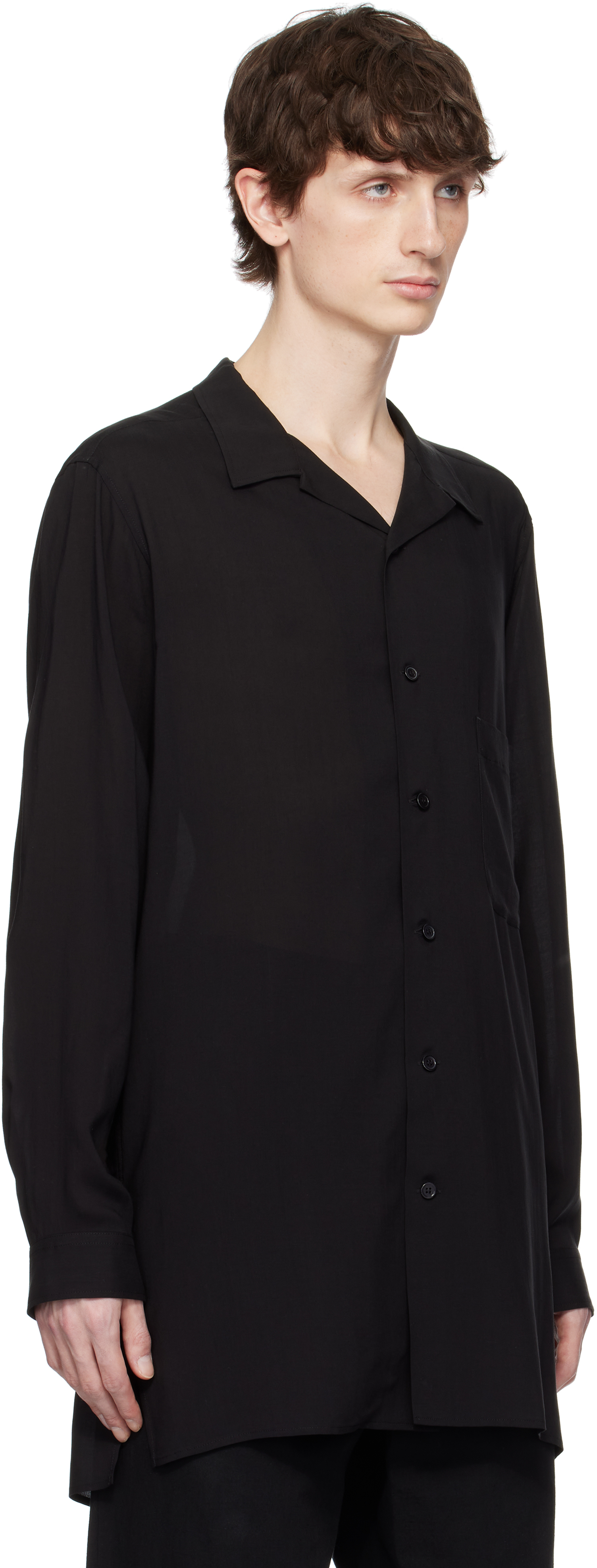 Shop Yohji Yamamoto Black Open Collar Shirt In 1 Black