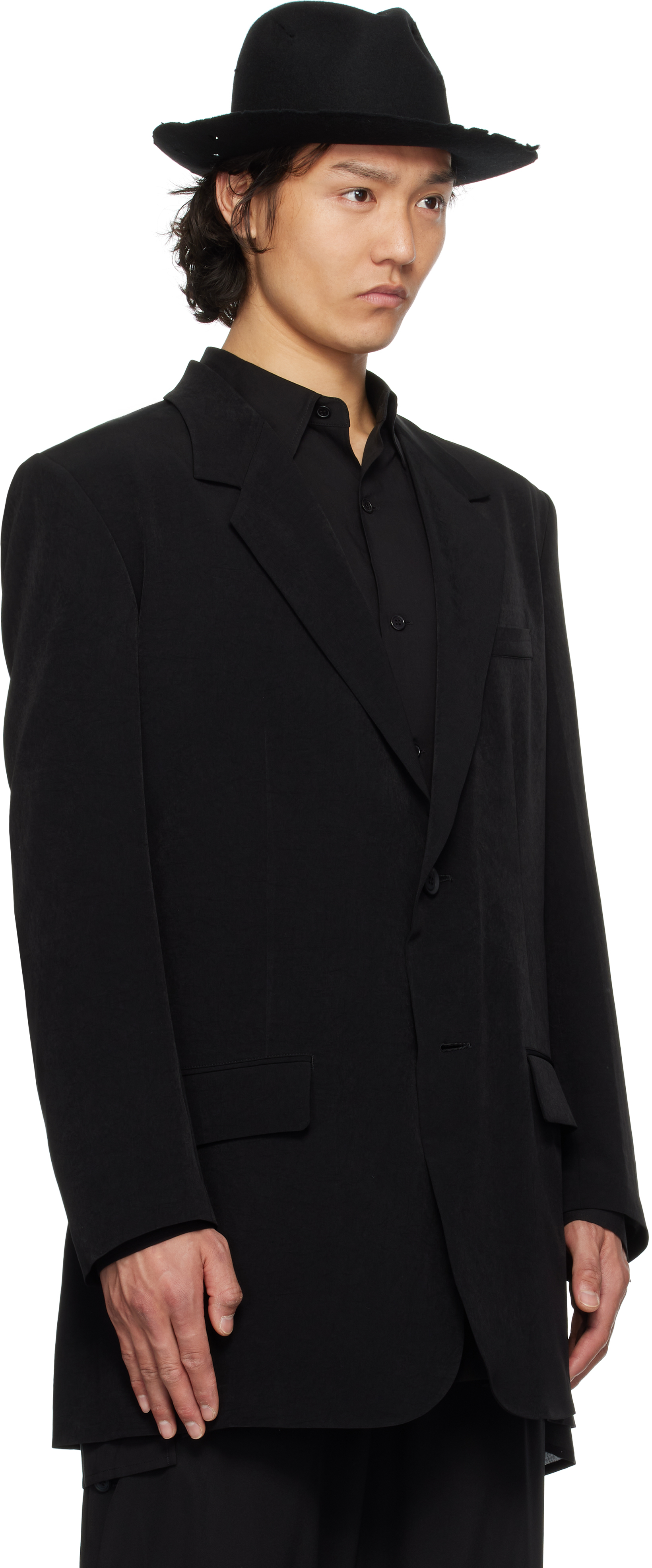 YOHJI YAMAMOTO BLACK TA TUXEDO LEFT SEAM ZIPPER BLAZER