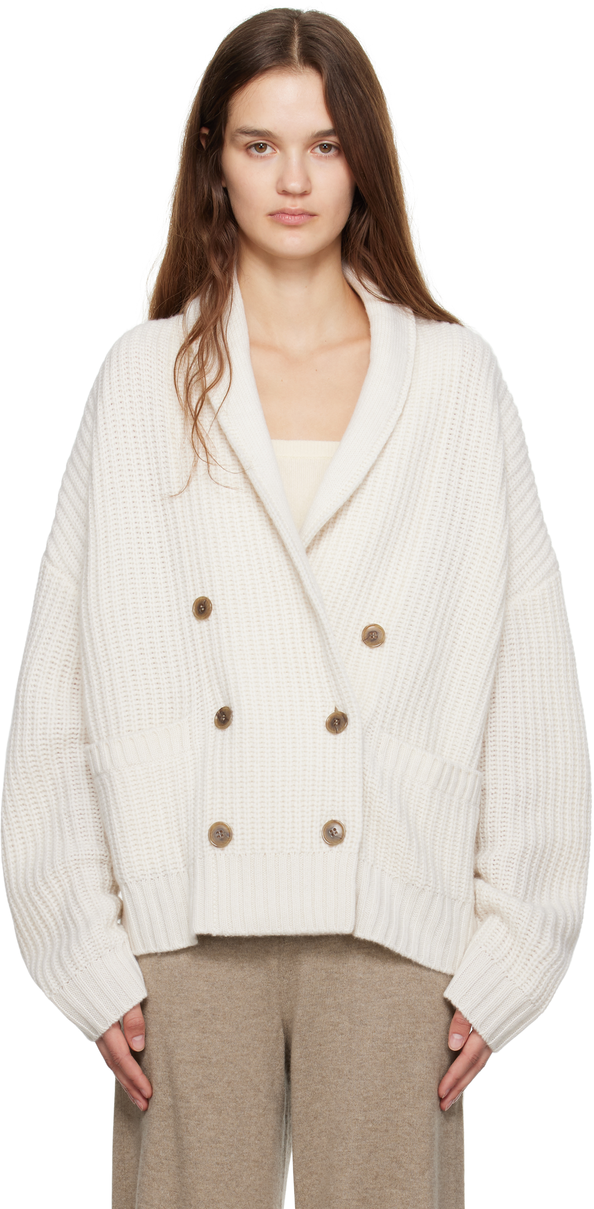 【関税込み】LISA YANG オフホワイト Annalike カーディガン Off-White Annalike Cardigan by LISA YANG on Sale