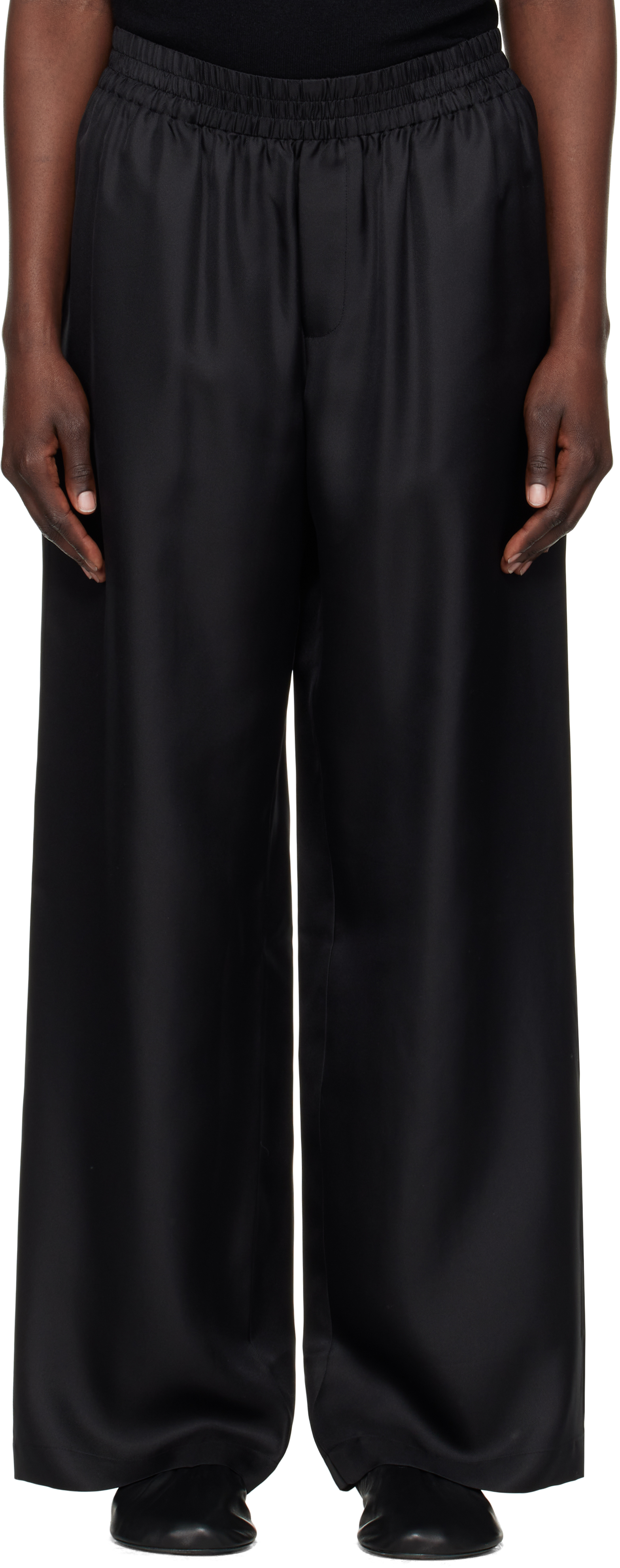 Black Wide-Leg Lounge Pants