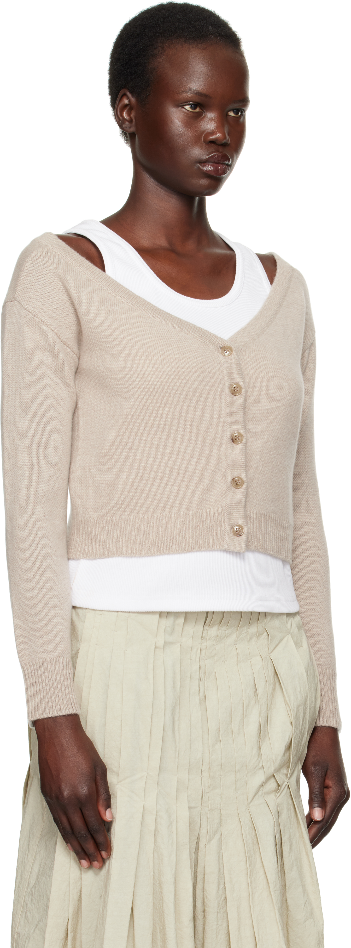 Lisa Yang Taupe Beata Cardigan In Sa Sand