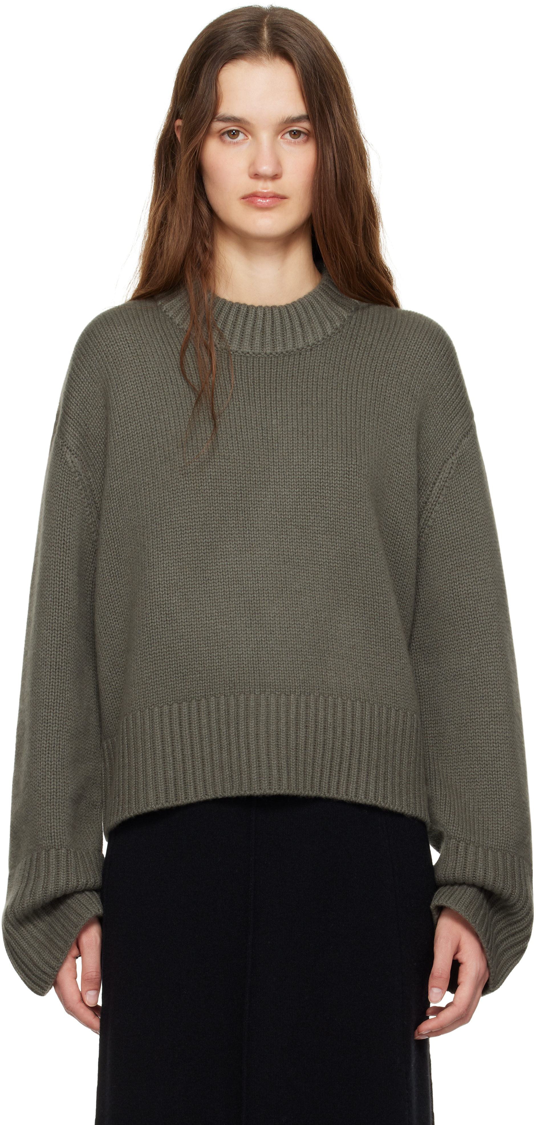 Lisa Yang Khaki Sony Sweater In Fe Fern