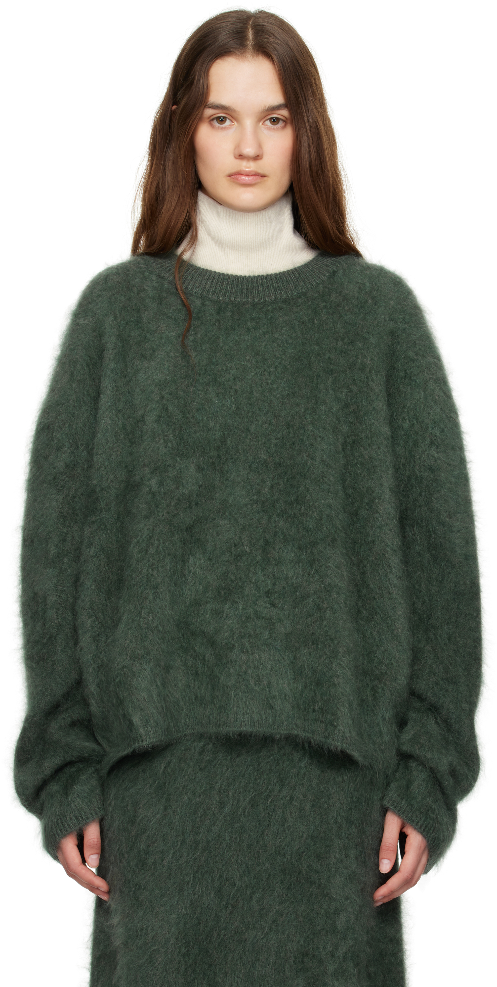 Shop Lisa Yang Green Natalia Sweater In oz Olive Brushed