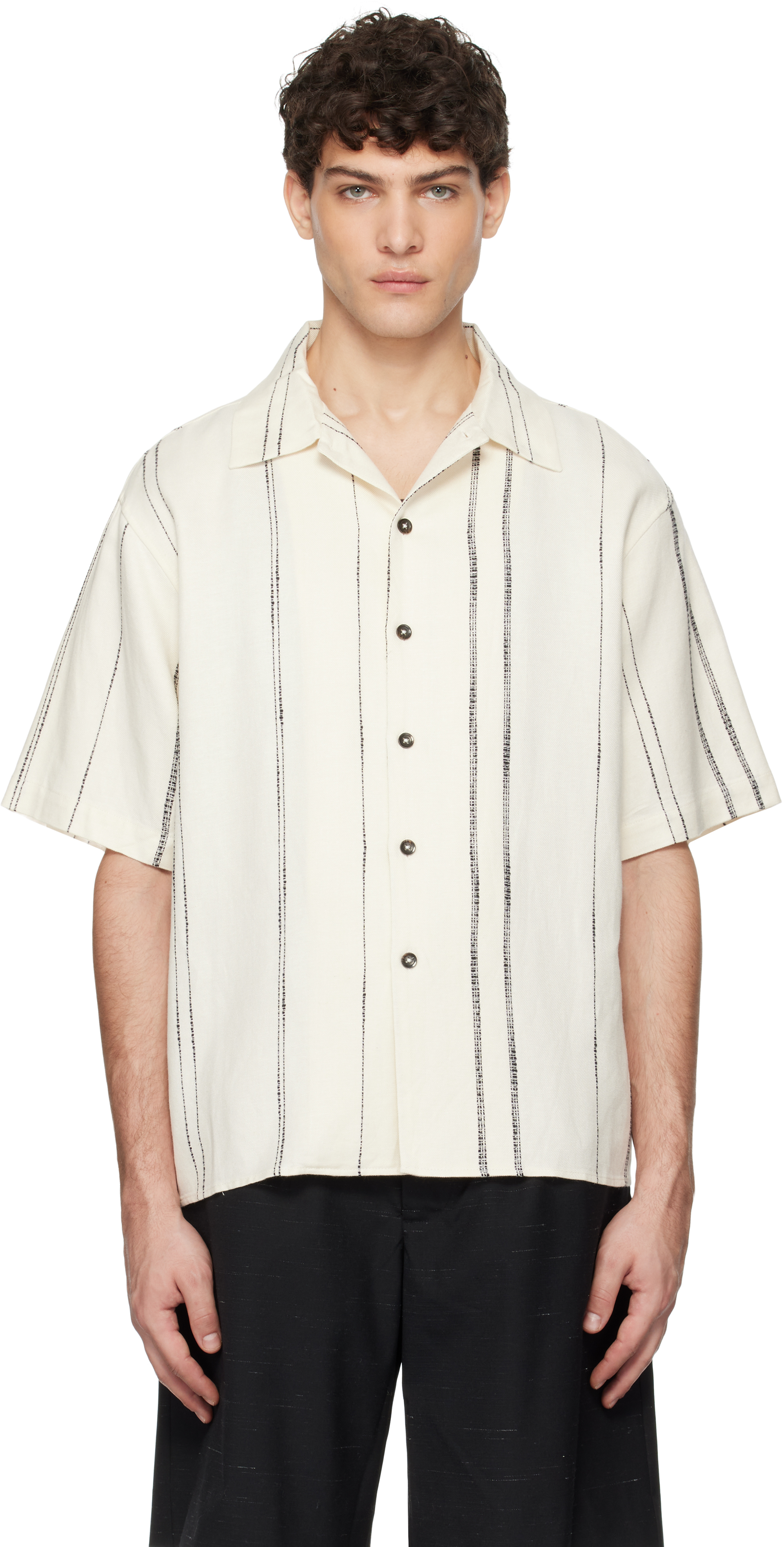 Off-White Woven Stripe Boxy Shirt