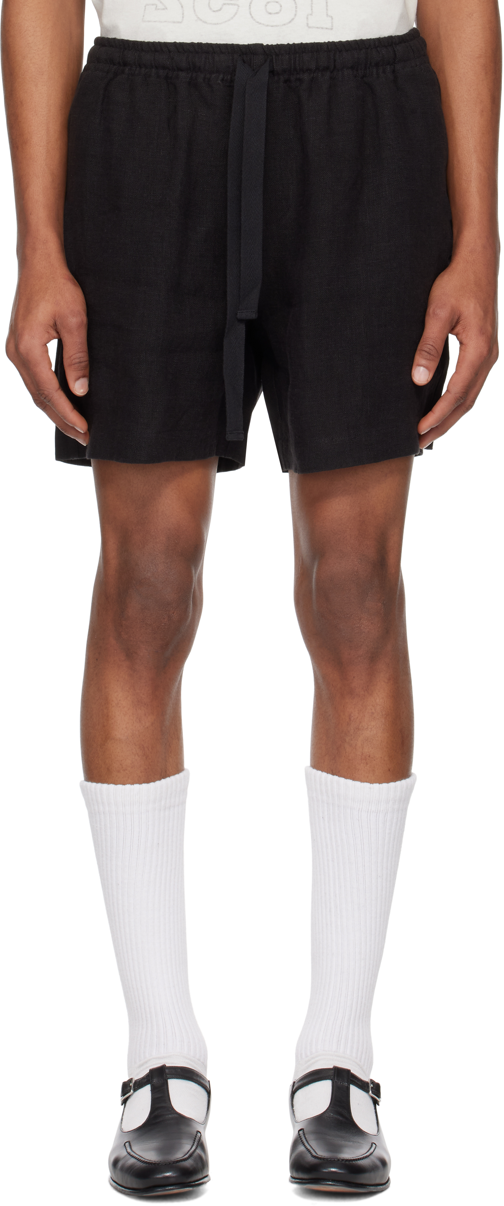 Black Linen Lounge Shorts